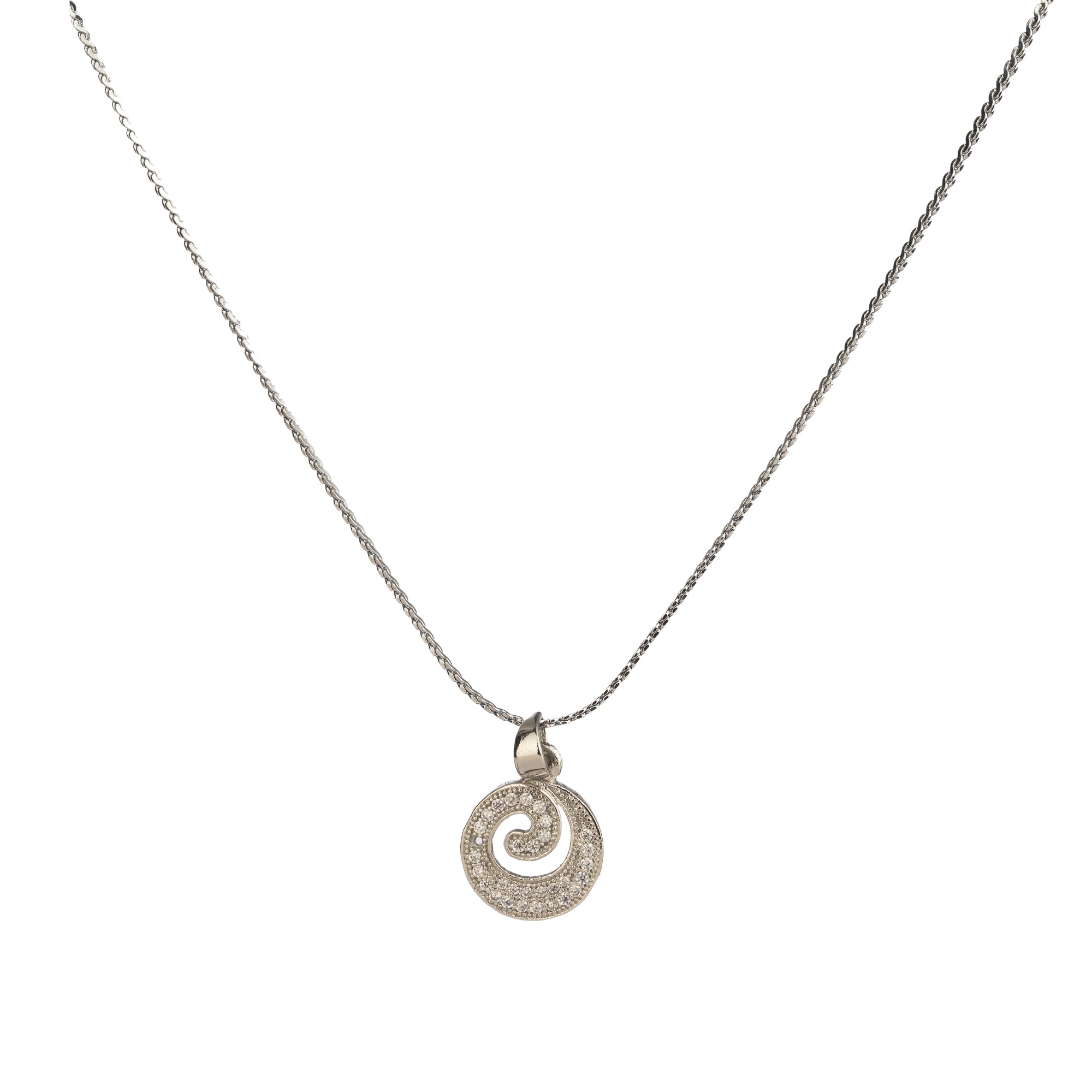 "Rosegold zircon pendant set in round shape, perfect for office wear, adding elegance to your look."