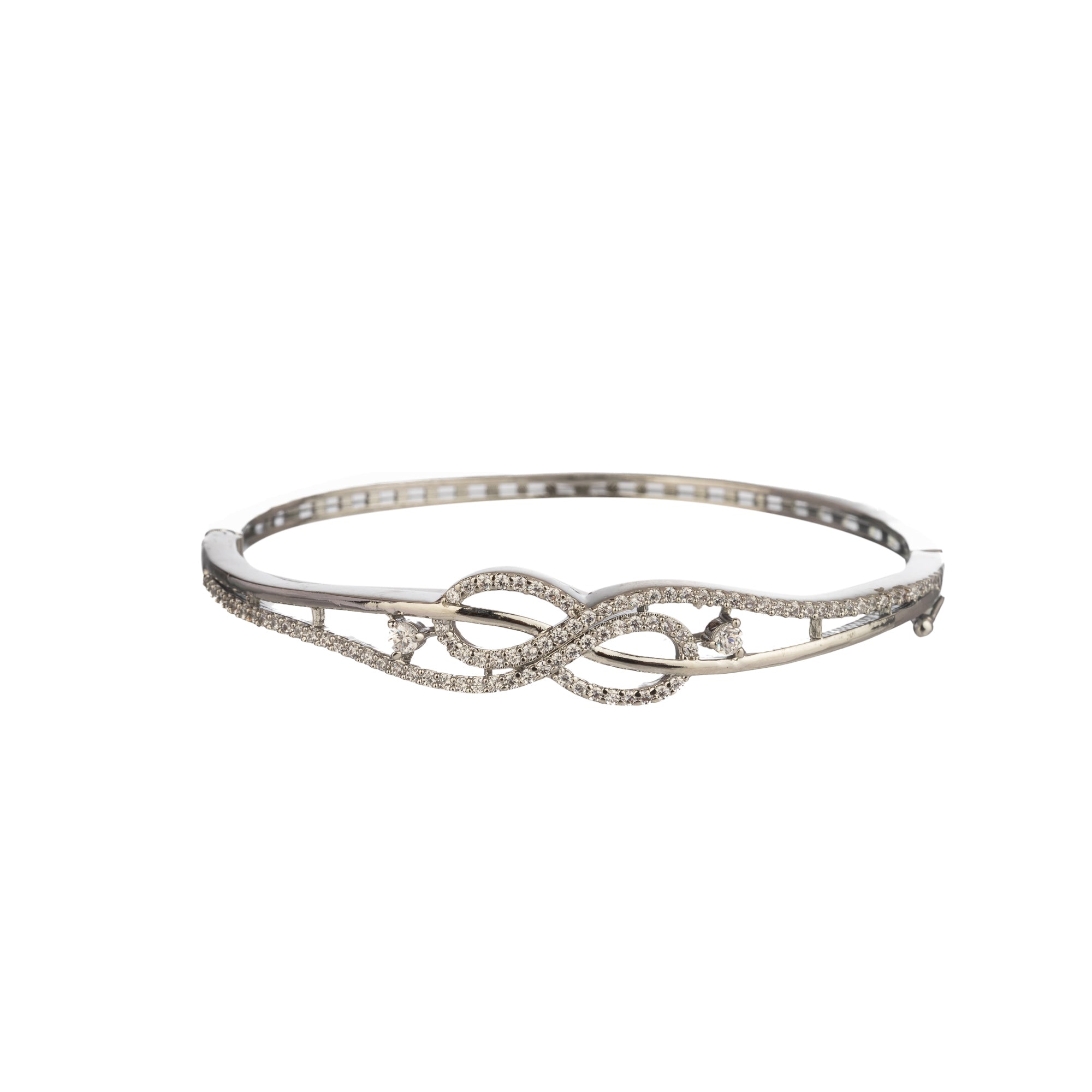 "Elegant zircon infinity bracelet, perfect for party wear, offering a timeless and chic style."