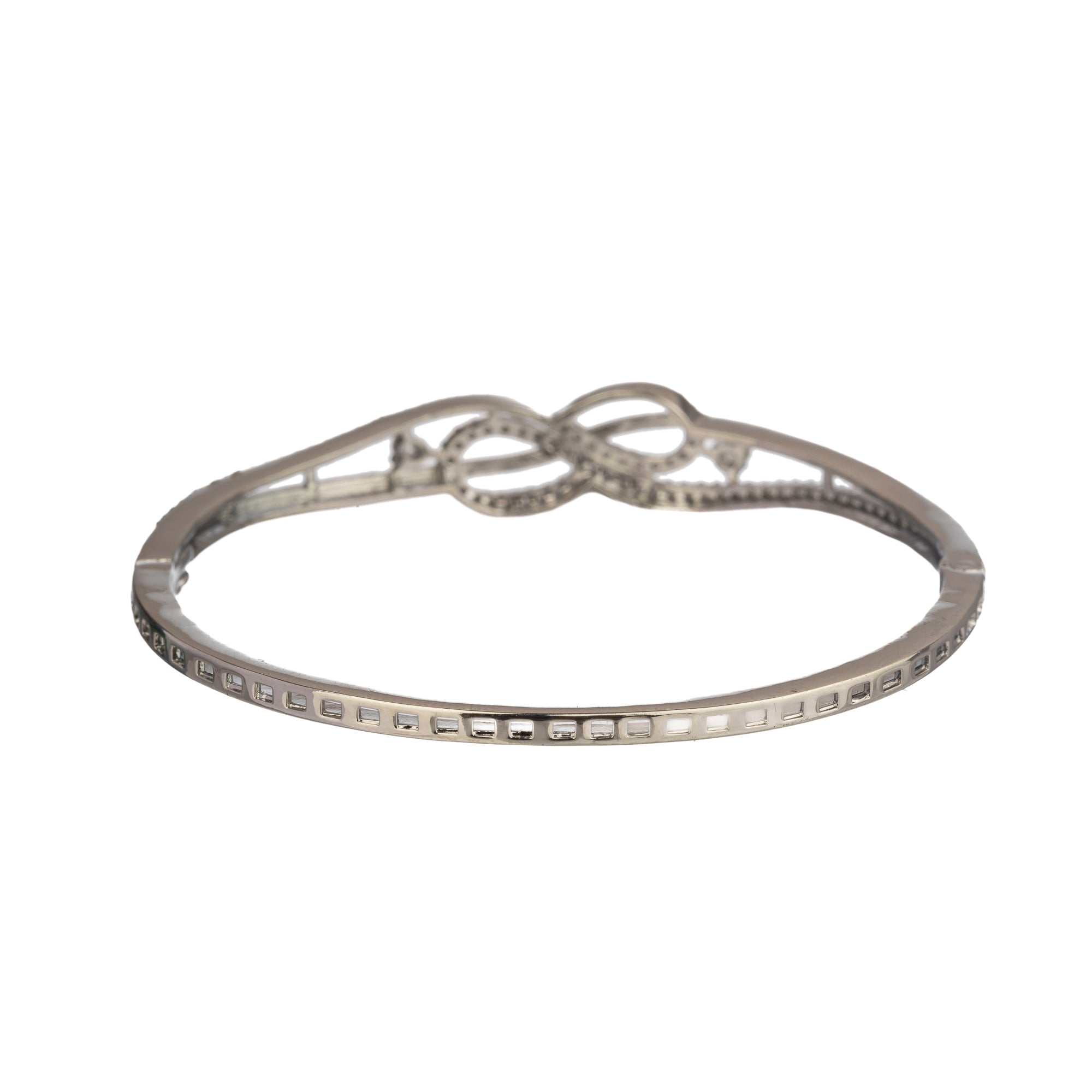 "Elegant zircon infinity bracelet, perfect for party wear, offering a timeless and chic style."