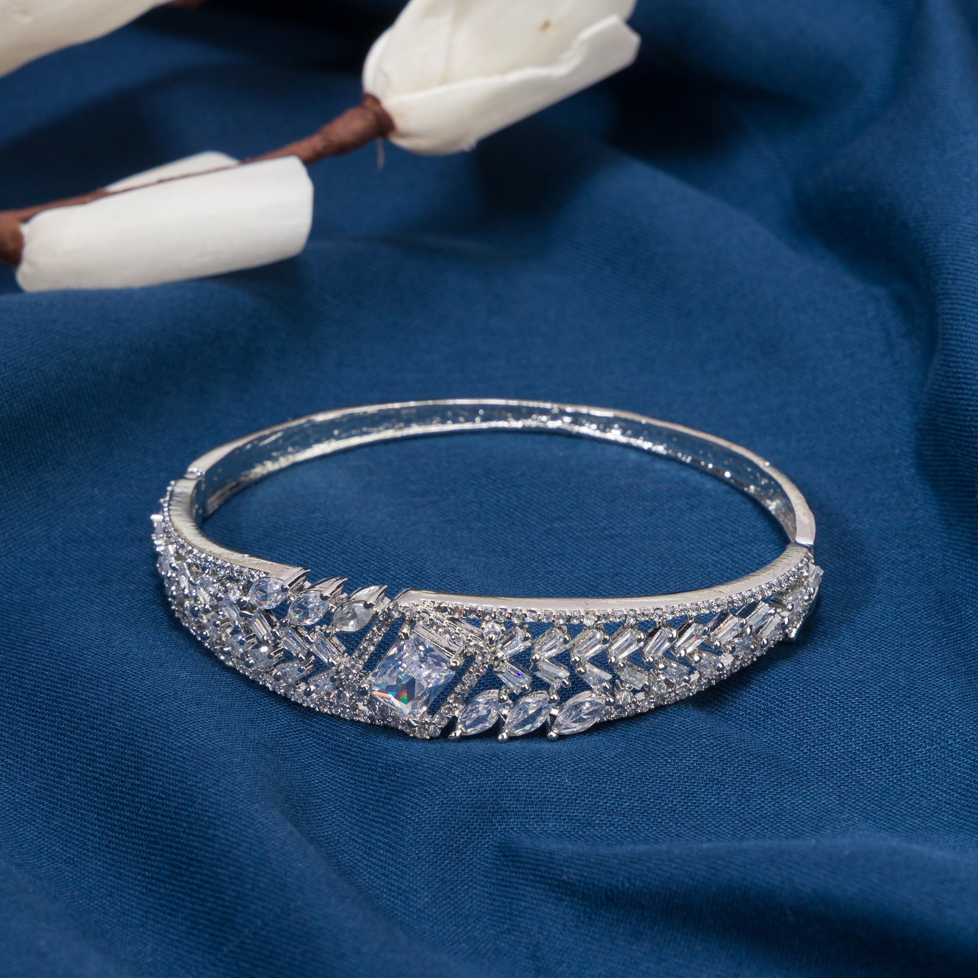 "Dazzling zircon bracelet in silver, adding brilliant sparkle to your wrist, perfect for party wear."