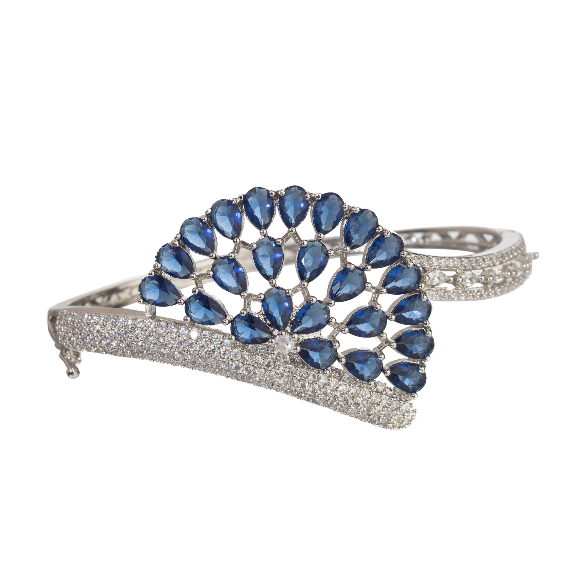"Blue zircon bracelet in silver, radiating with captivating azure brilliance, perfect for party wear."