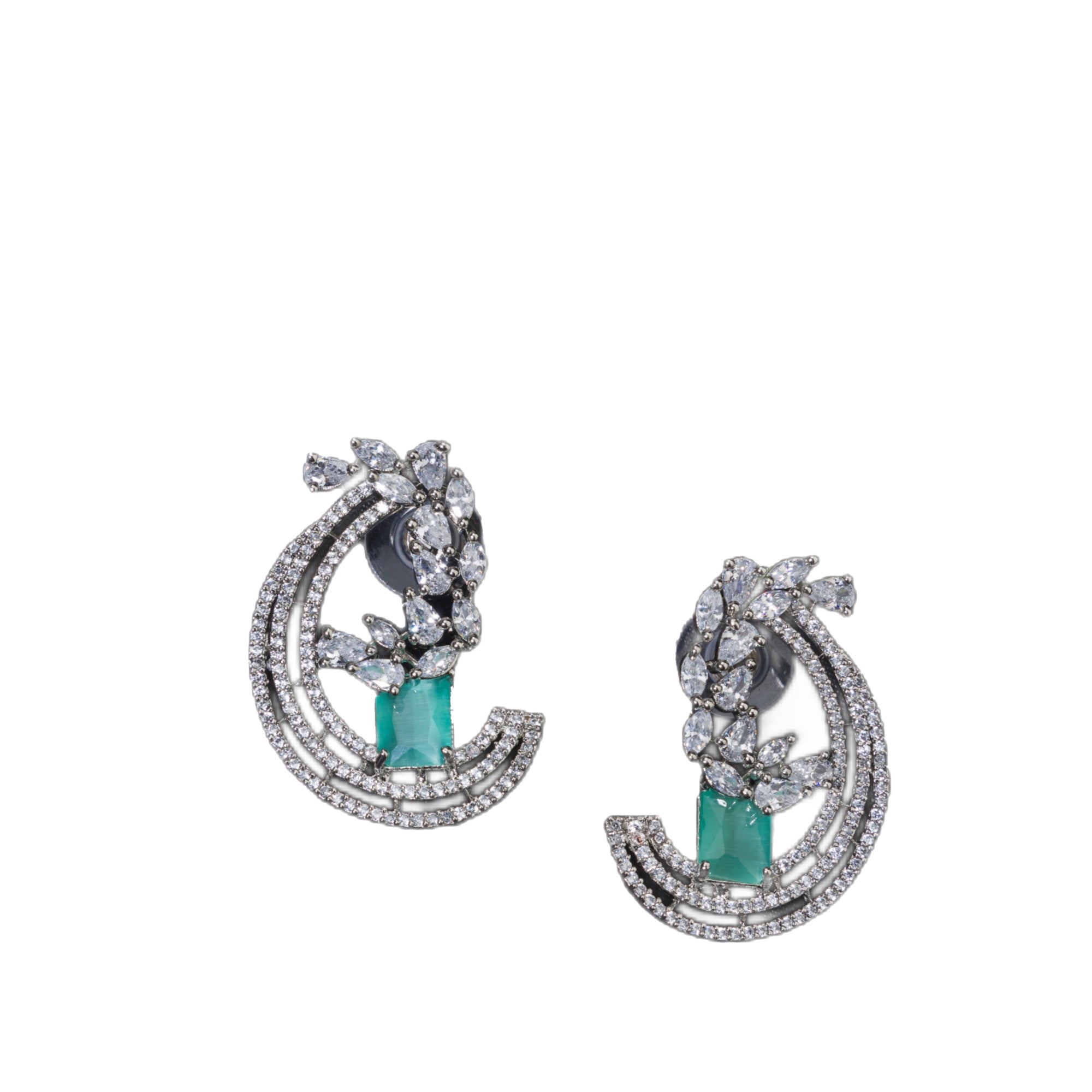 "Stunning turquoise zircon earrings add a touch of elegance and sparkle to any outfit."