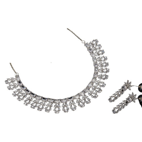 "Timeless zircon necklace with brilliant clarity and sophisticated sparkle."