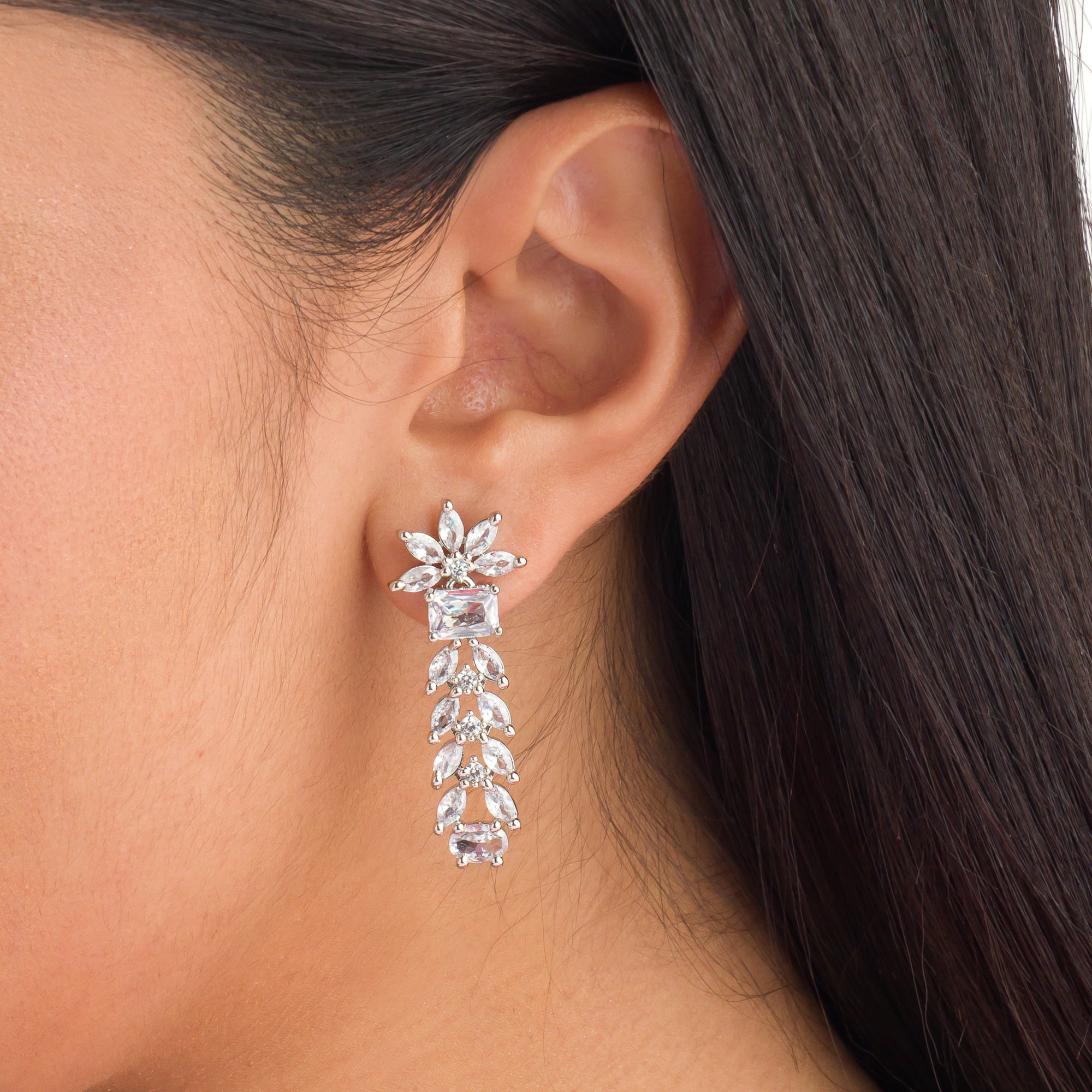 "Timeless zircon necklace with brilliant clarity and sophisticated sparkle."