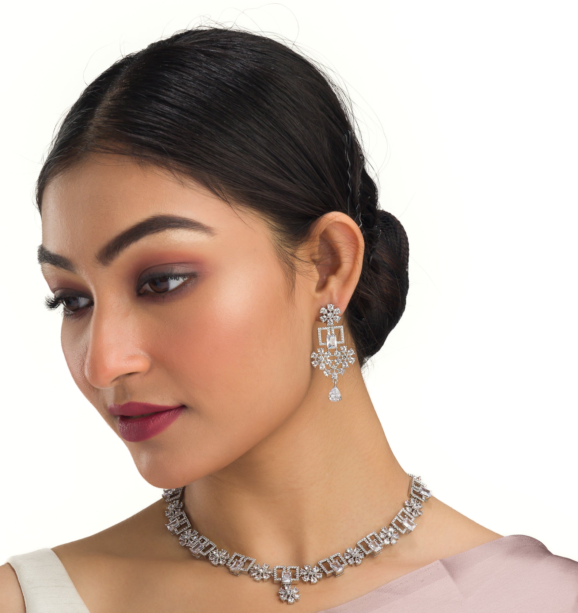 "Zircon heavy necklace with striking brilliance and bold elegance."