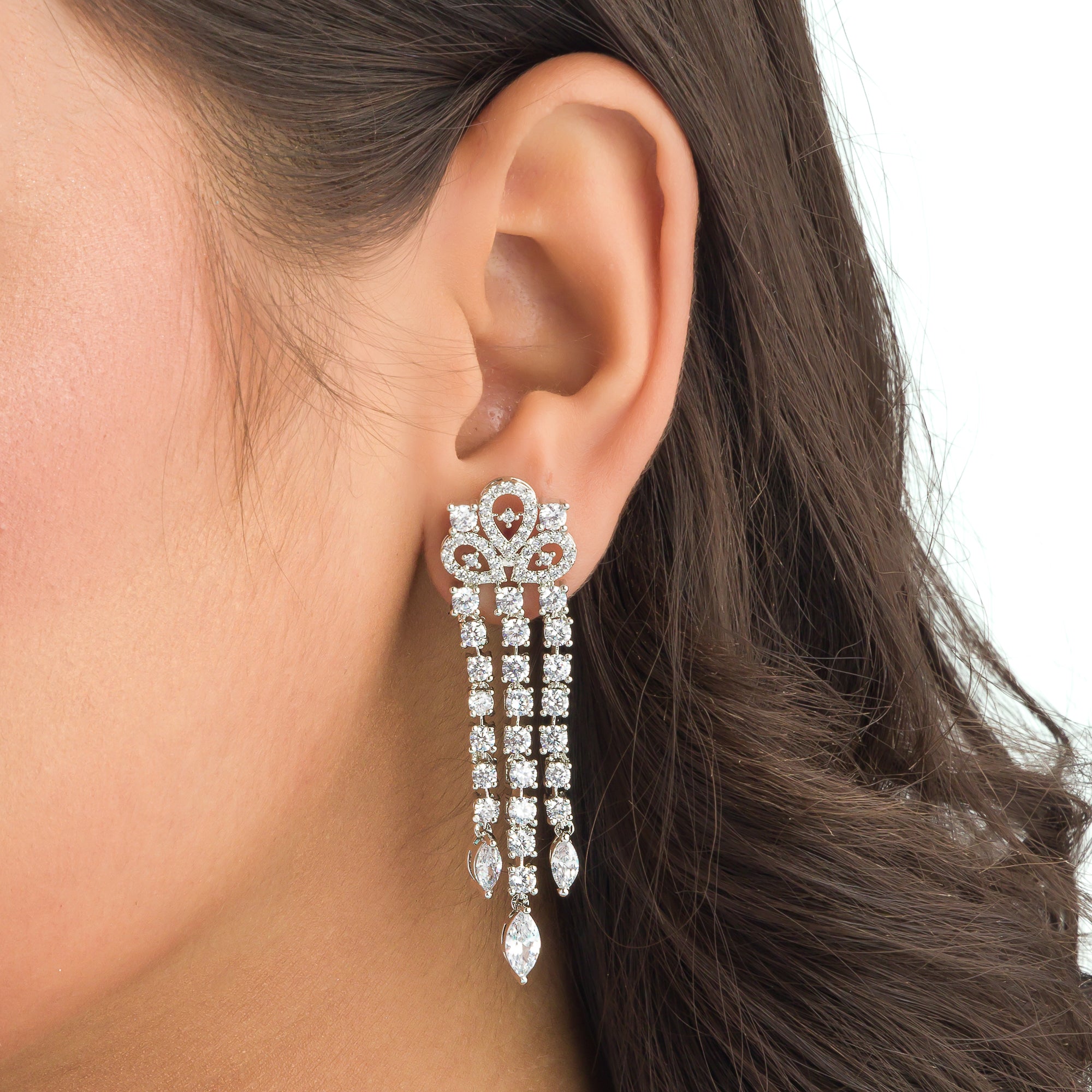 "Zircon necklace with infinity design symbolizes timeless elegance."