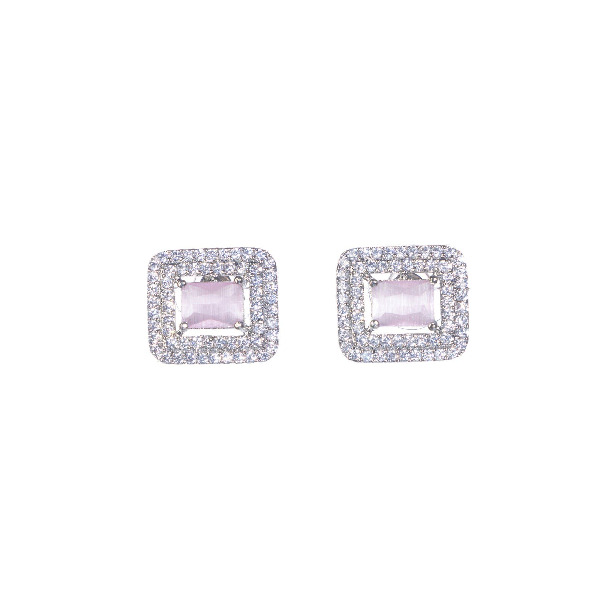 "Pink square zircon short necklace adds vibrant, chic elegance to your look."
