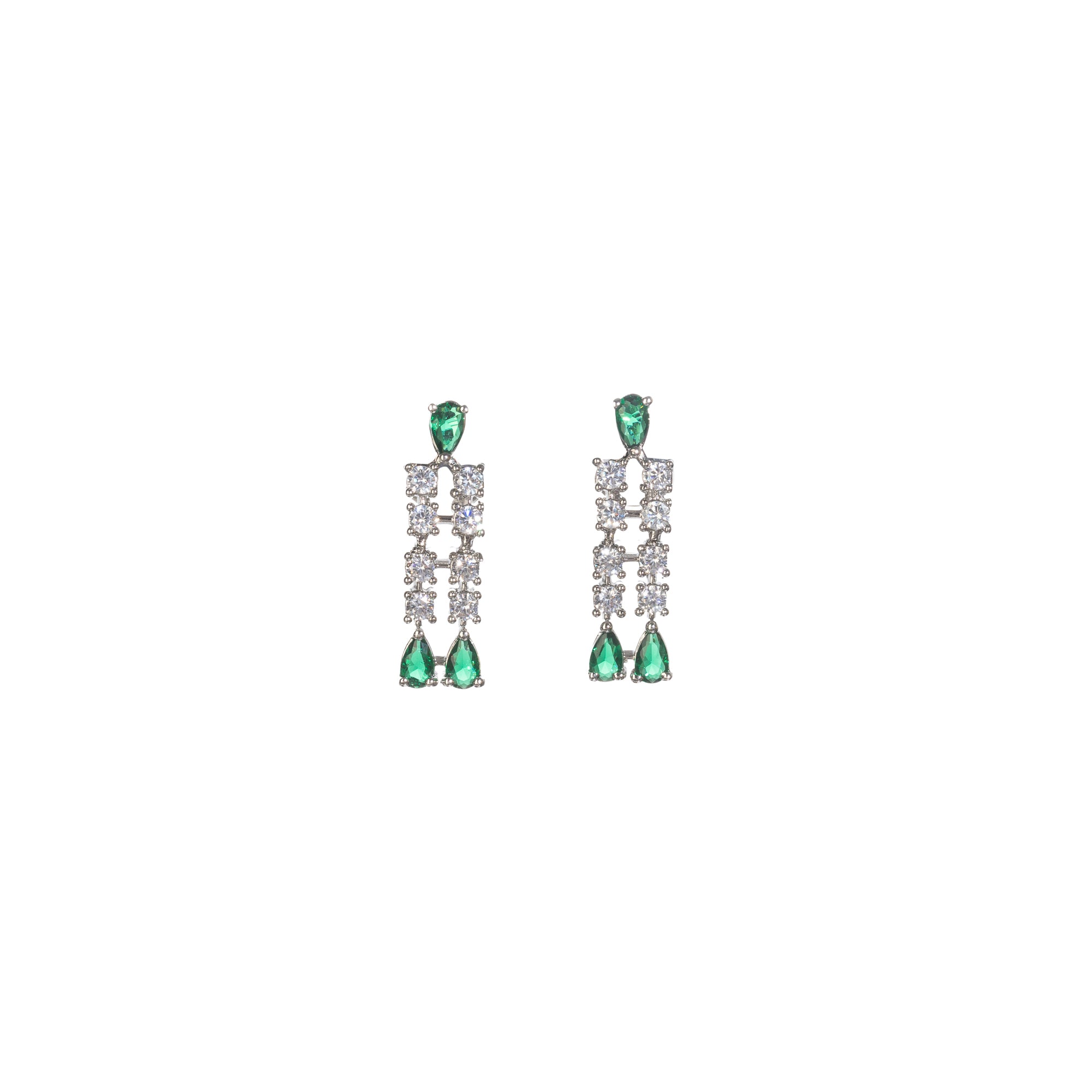 "Zircon necklace with white and green stones adds a vibrant, elegant touch."
