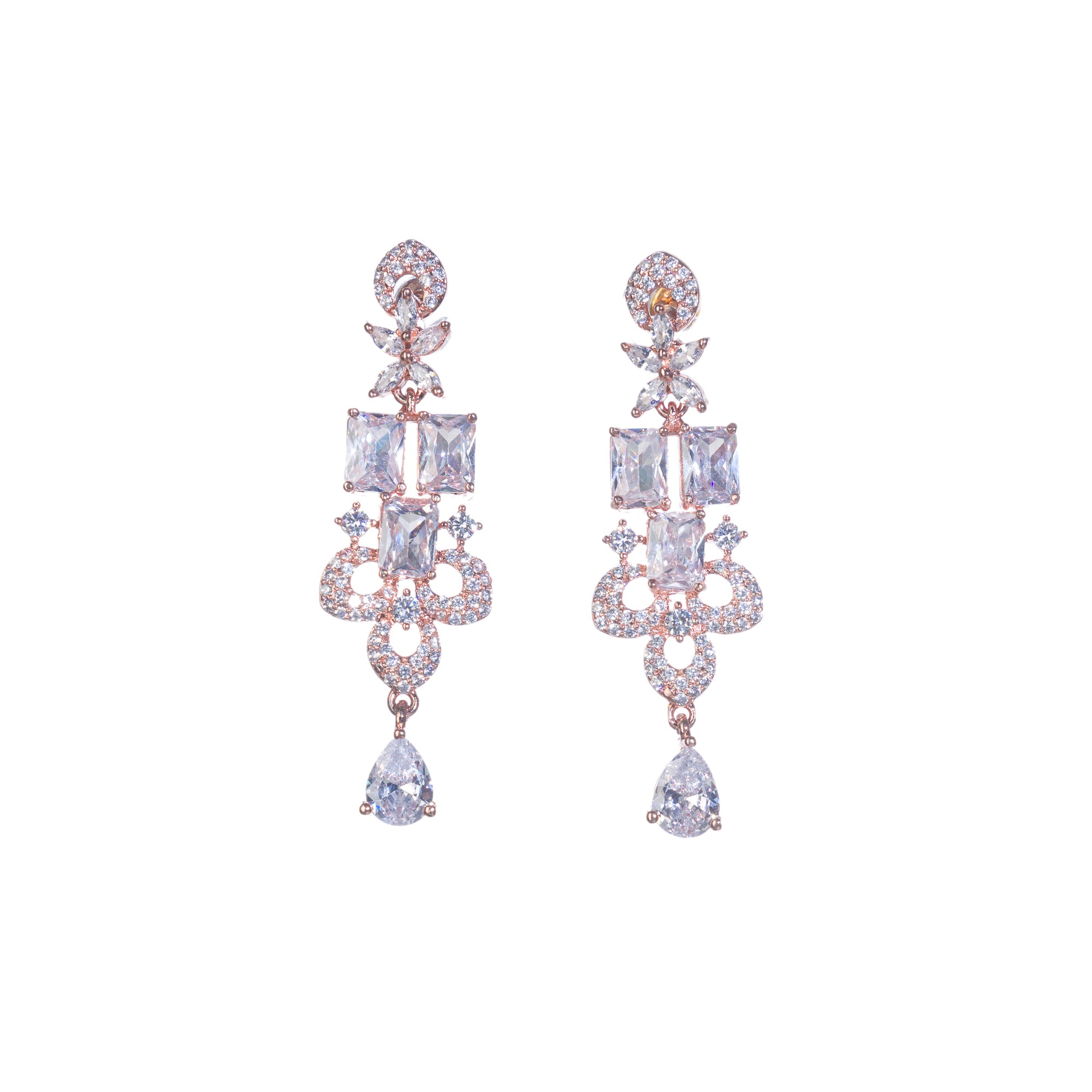 "Understated zircon necklace in silver and rose gold adds timeless elegance."