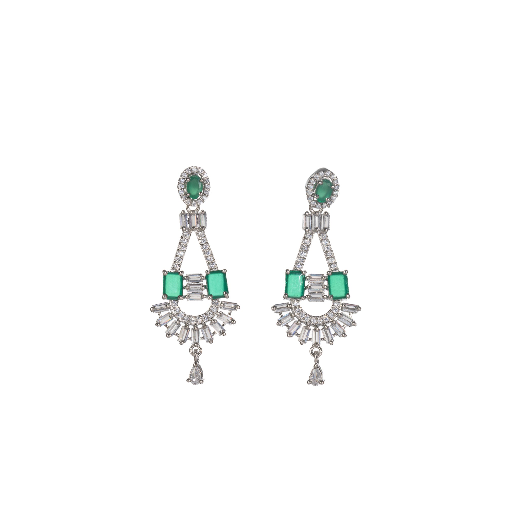 "Green and white zircon necklace in silver delivers a refined, striking elegance."