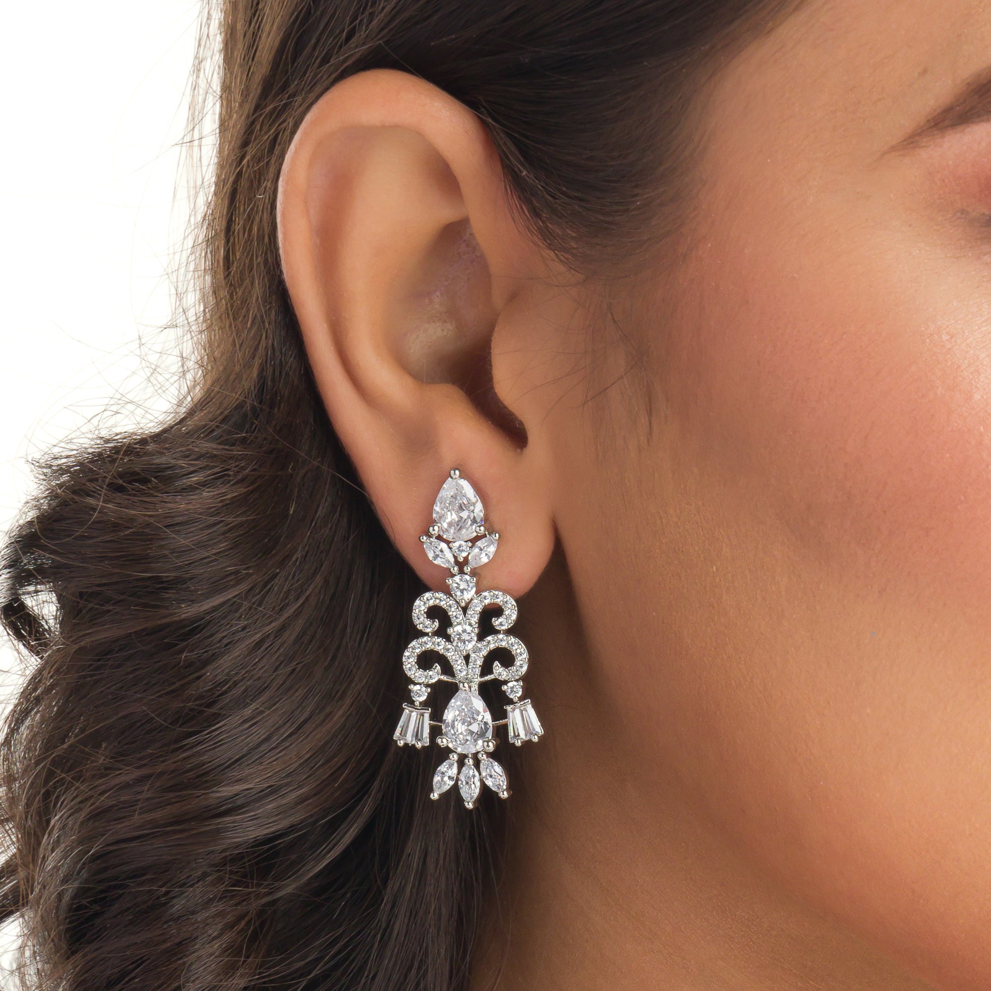 "Zircon necklace sparkles with dazzling brilliance for a sophisticated look."