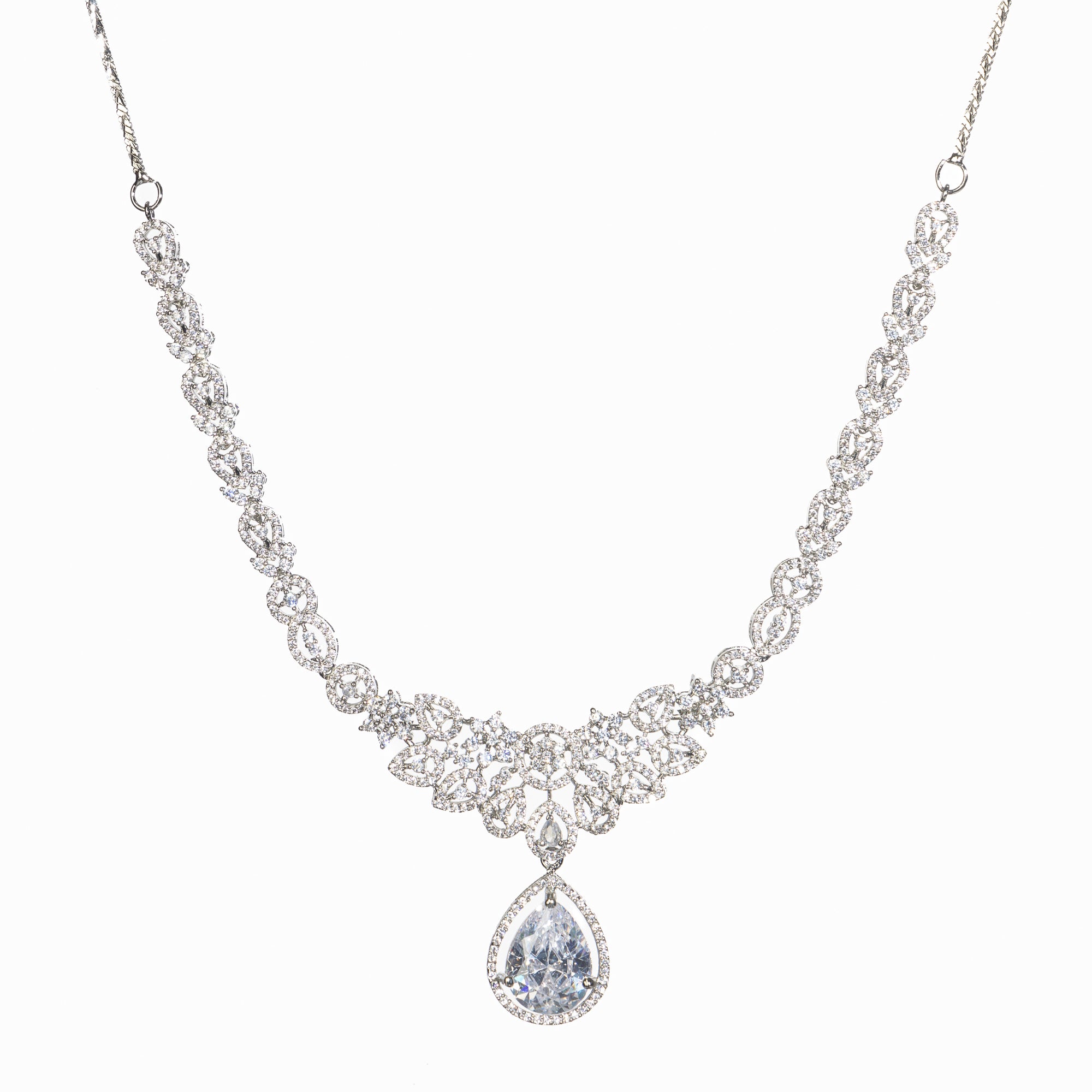 "Zircon necklace sparkles with dazzling brilliance for timeless elegance."