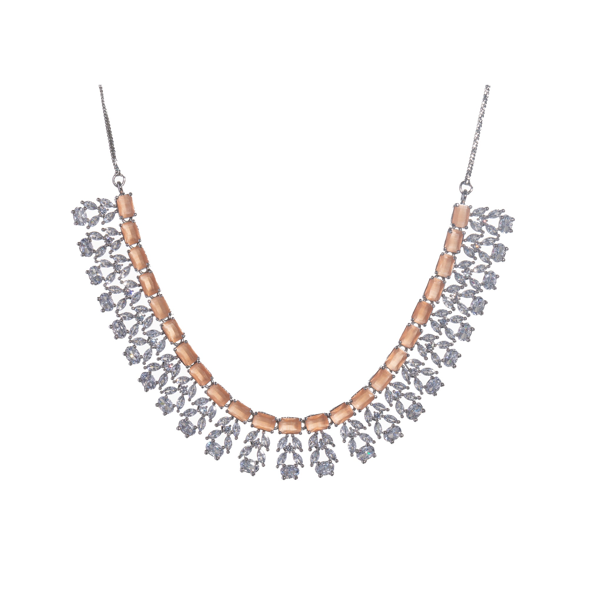"Radiant orange zircon necklace delivers a bold, vibrant statement."