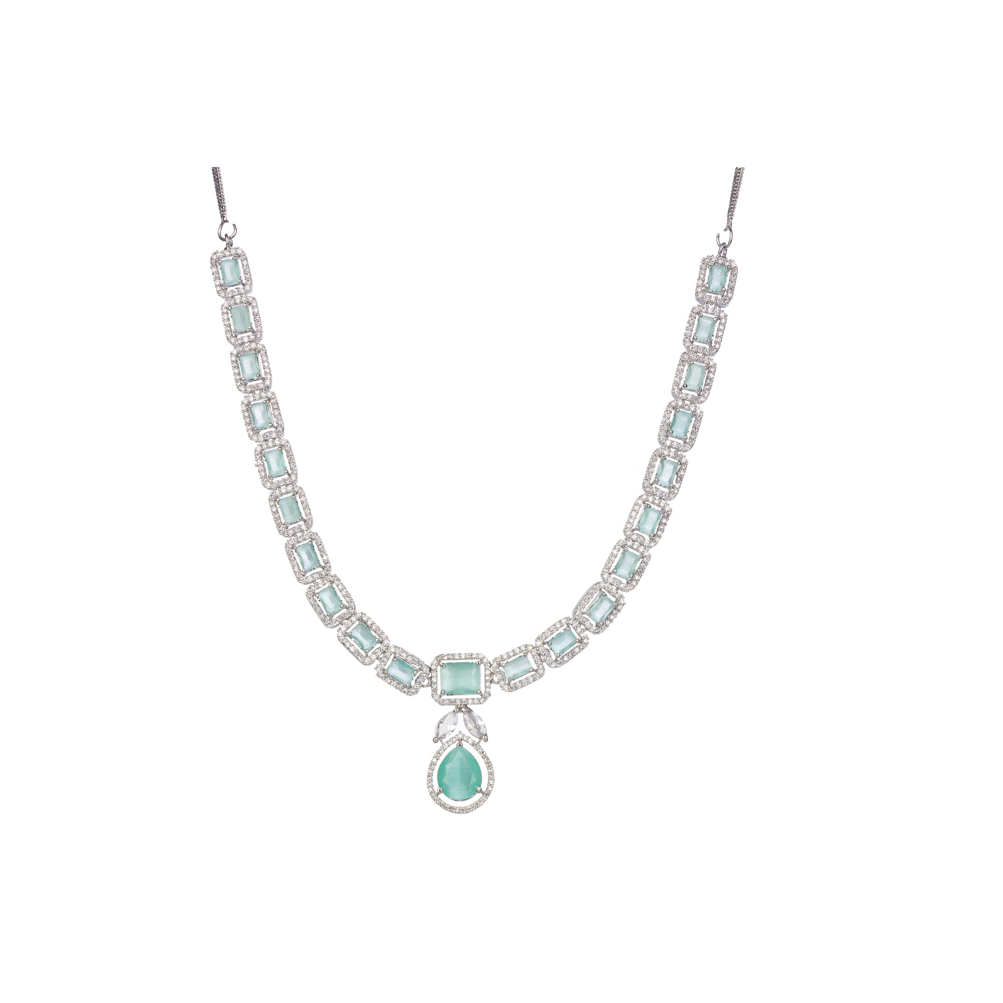 "Captivating green zircon necklace adds vibrant elegance for a festival-ready look."