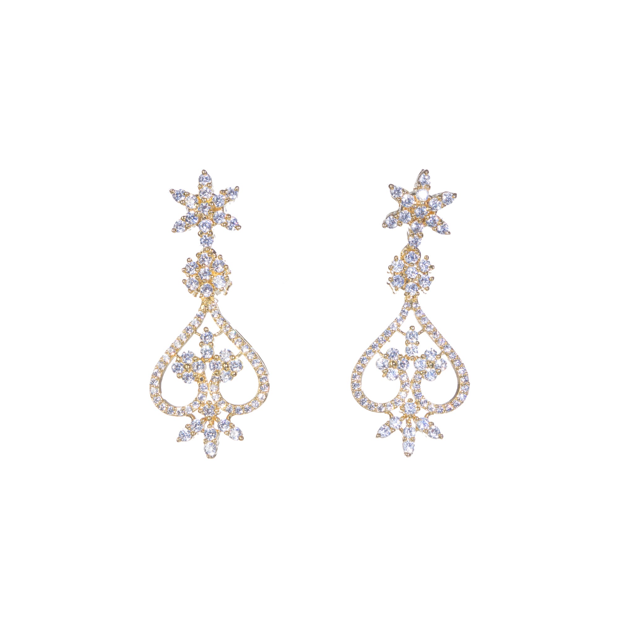 Small S-shaped zircon necklace with gold polish offers delicate elegance and subtle sparkle.