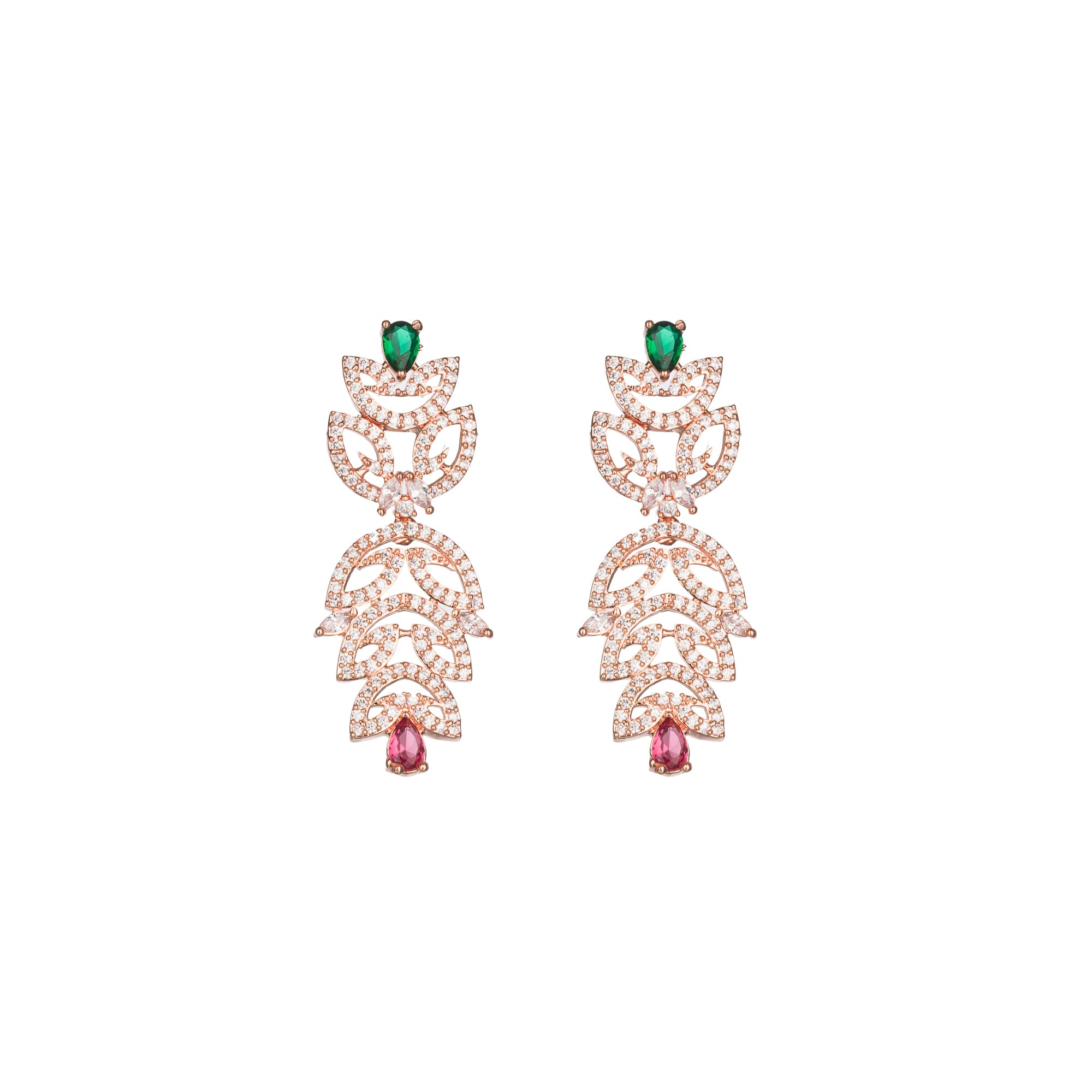 Rose gold necklace set with multi-color zircon for vibrant sophistication