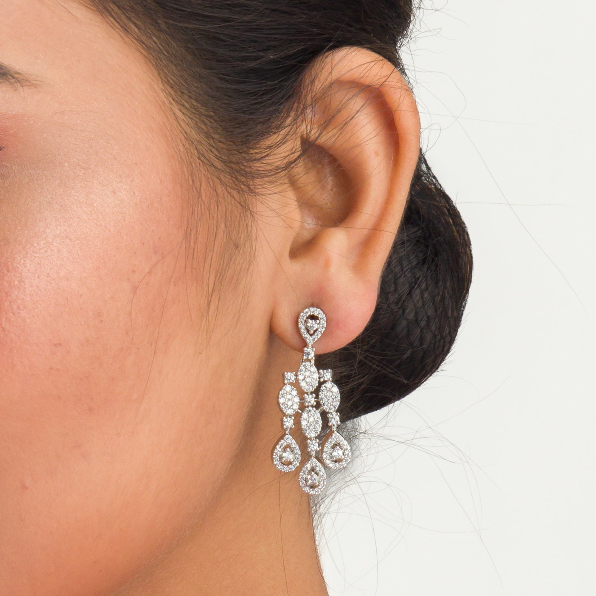 Elegant zircon necklace in silver polish offers rich, sophisticated charm.