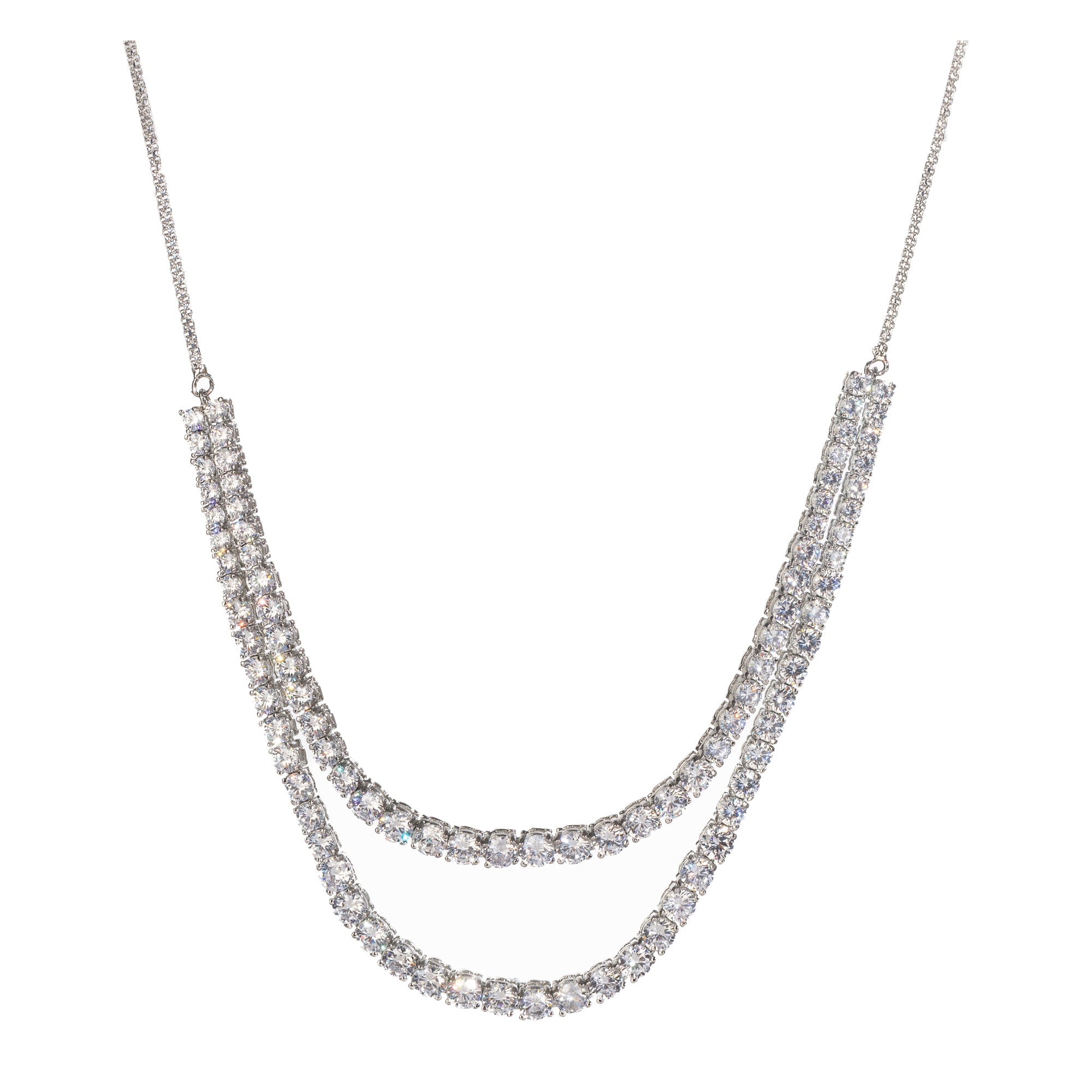 Double-layer zircon necklace adds brilliance and sophistication for a party look.
