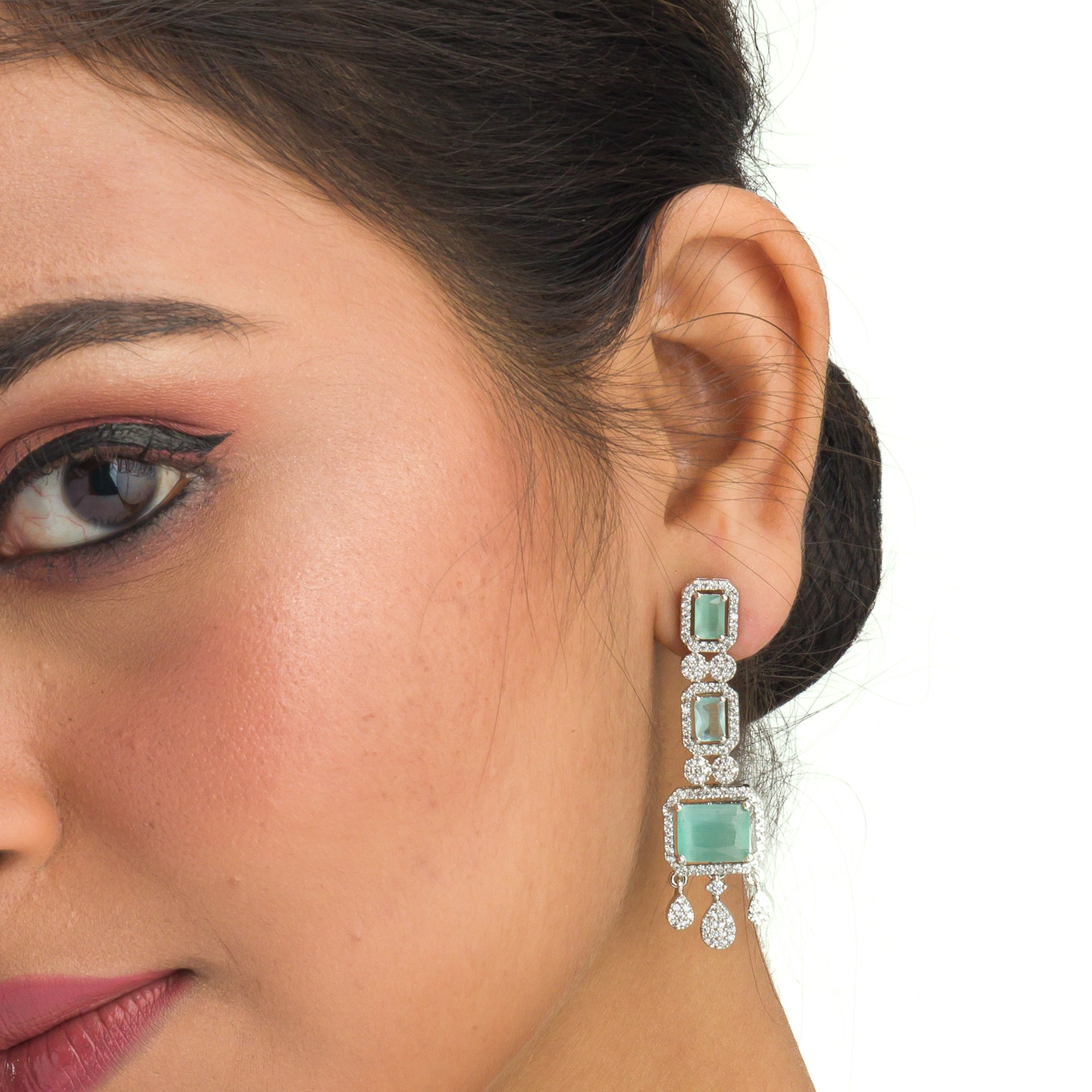 Light green zircon necklace adds a fresh, elegant touch to your festival style.