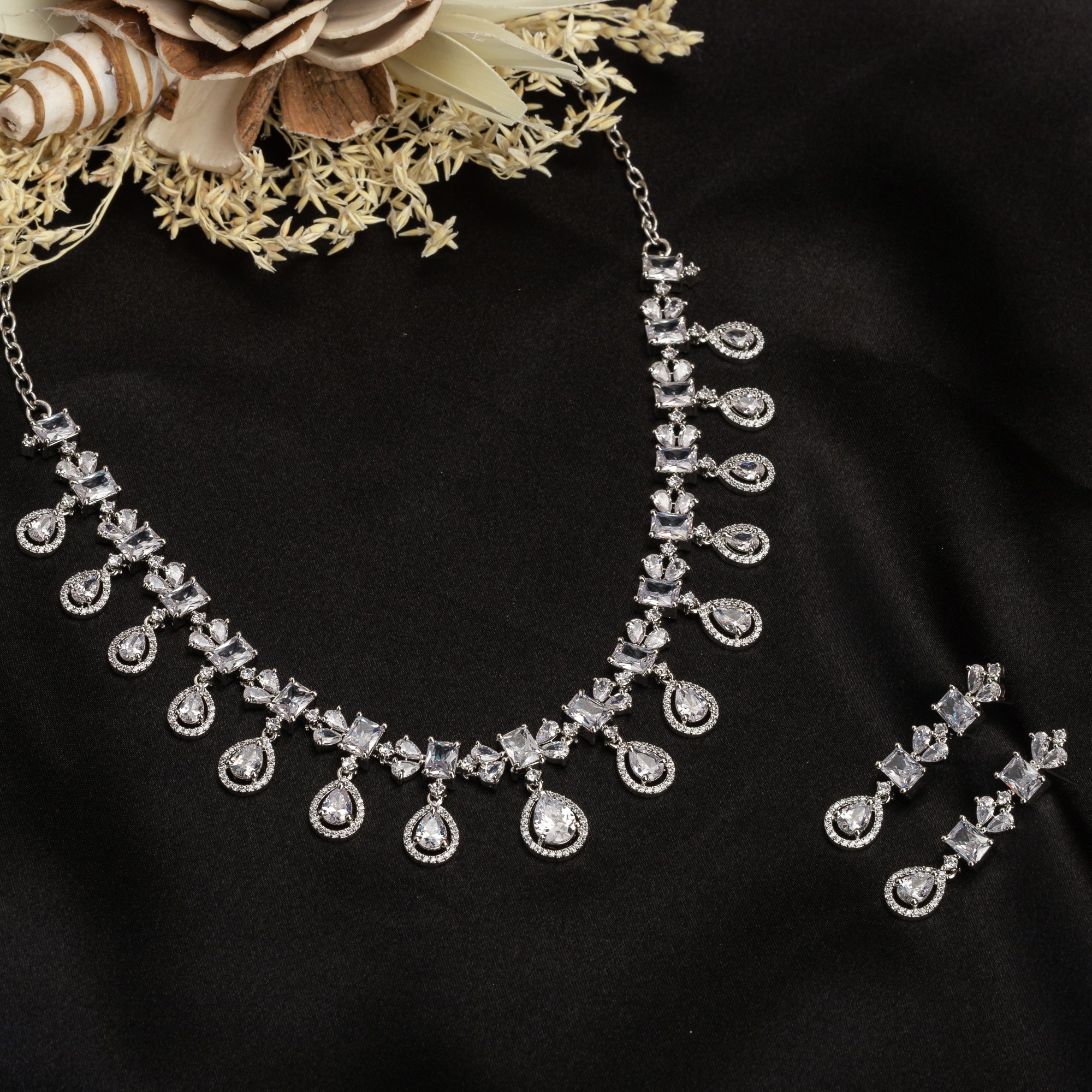 Elegant silver zircon necklace offering rich sophistication for a timeless look