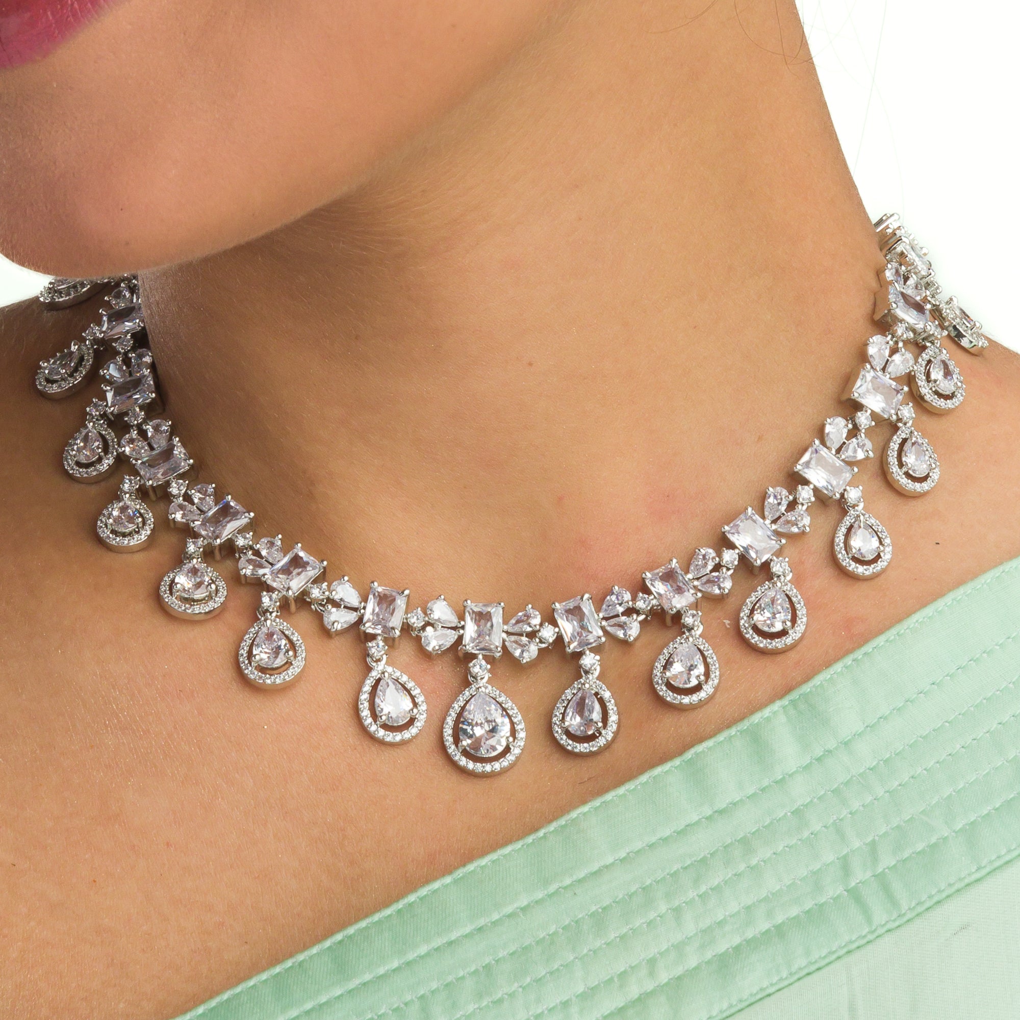 Elegant silver zircon necklace offering rich sophistication for a timeless look