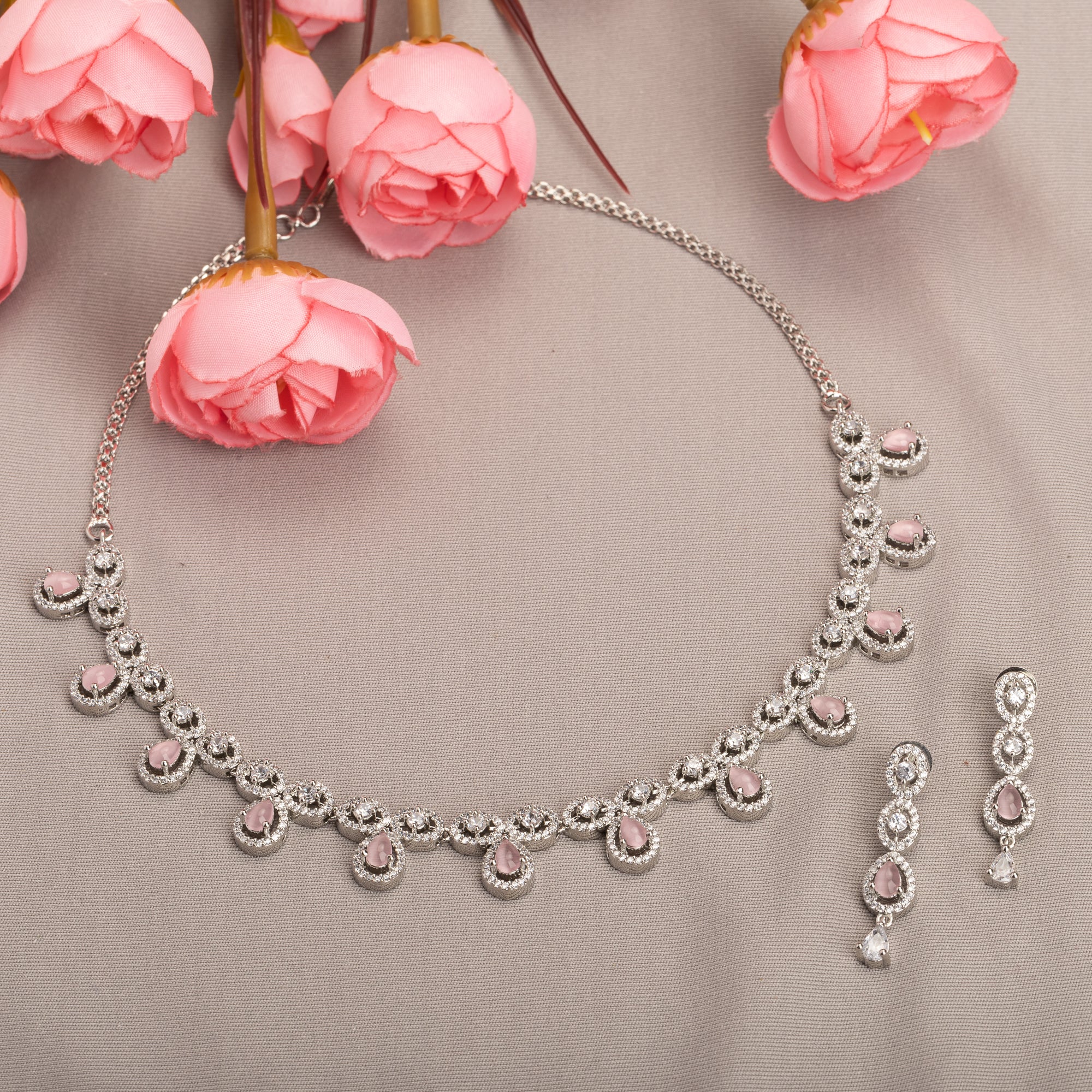 Pink zircon necklace offering vibrant sparkle for a romantic, elegant look