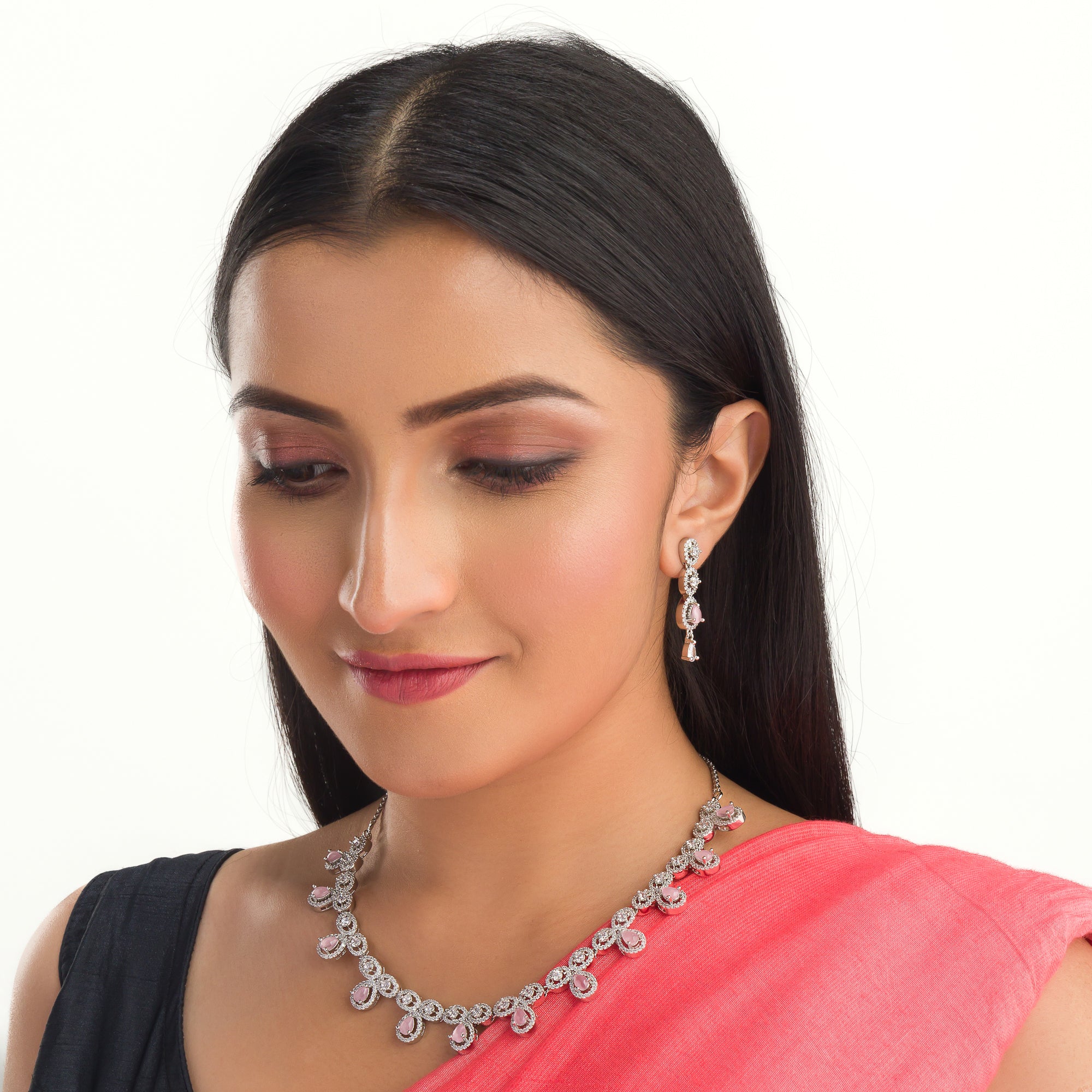 Pink zircon necklace offering vibrant sparkle for a romantic, elegant look