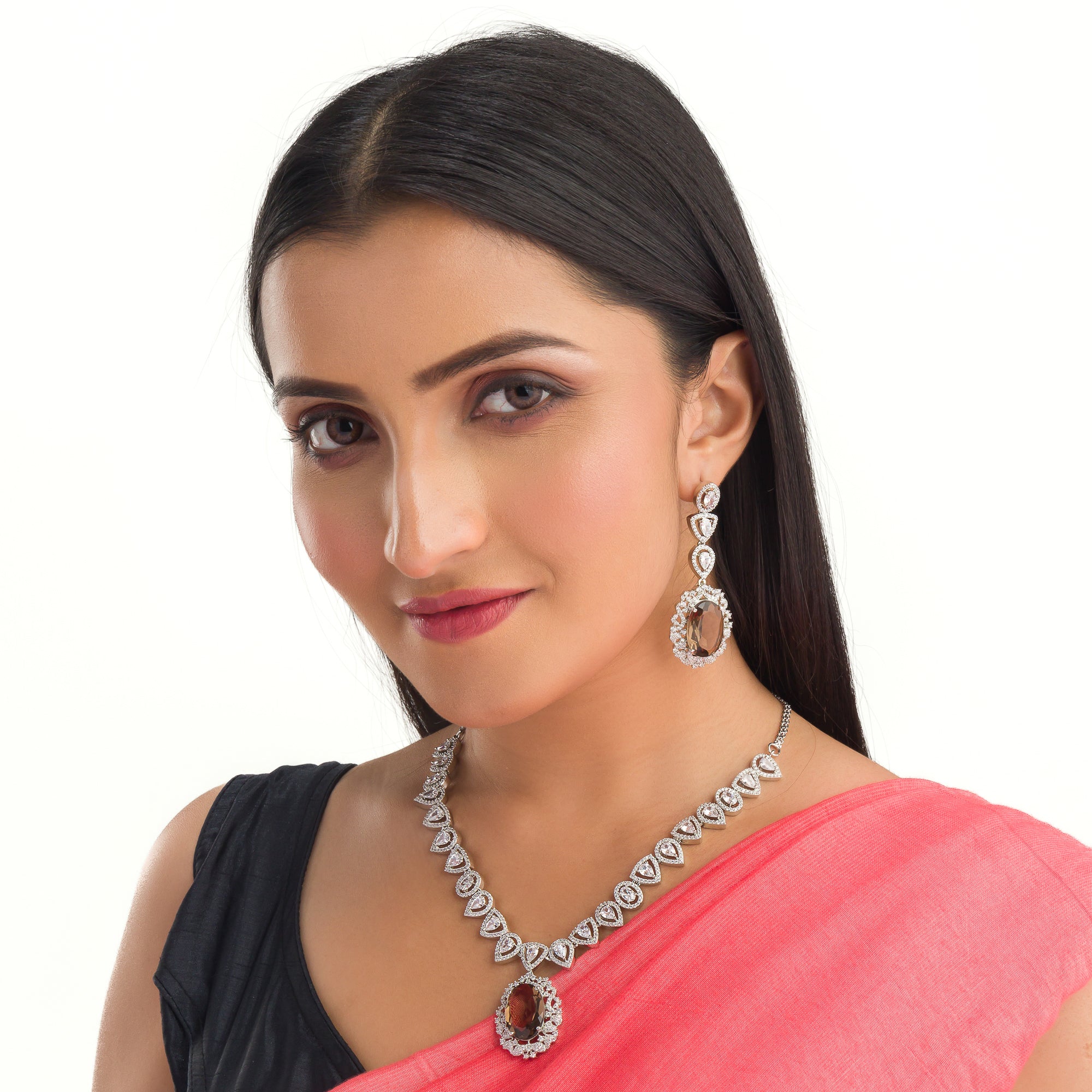 Chocolate zircon necklace with rich sparkle for a chic, sophisticated look