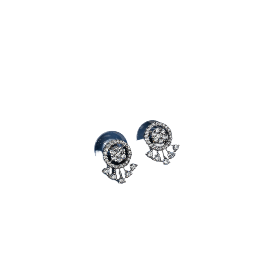 Sleek silver zircon studs offer a trendy and elegant style for daily wear.