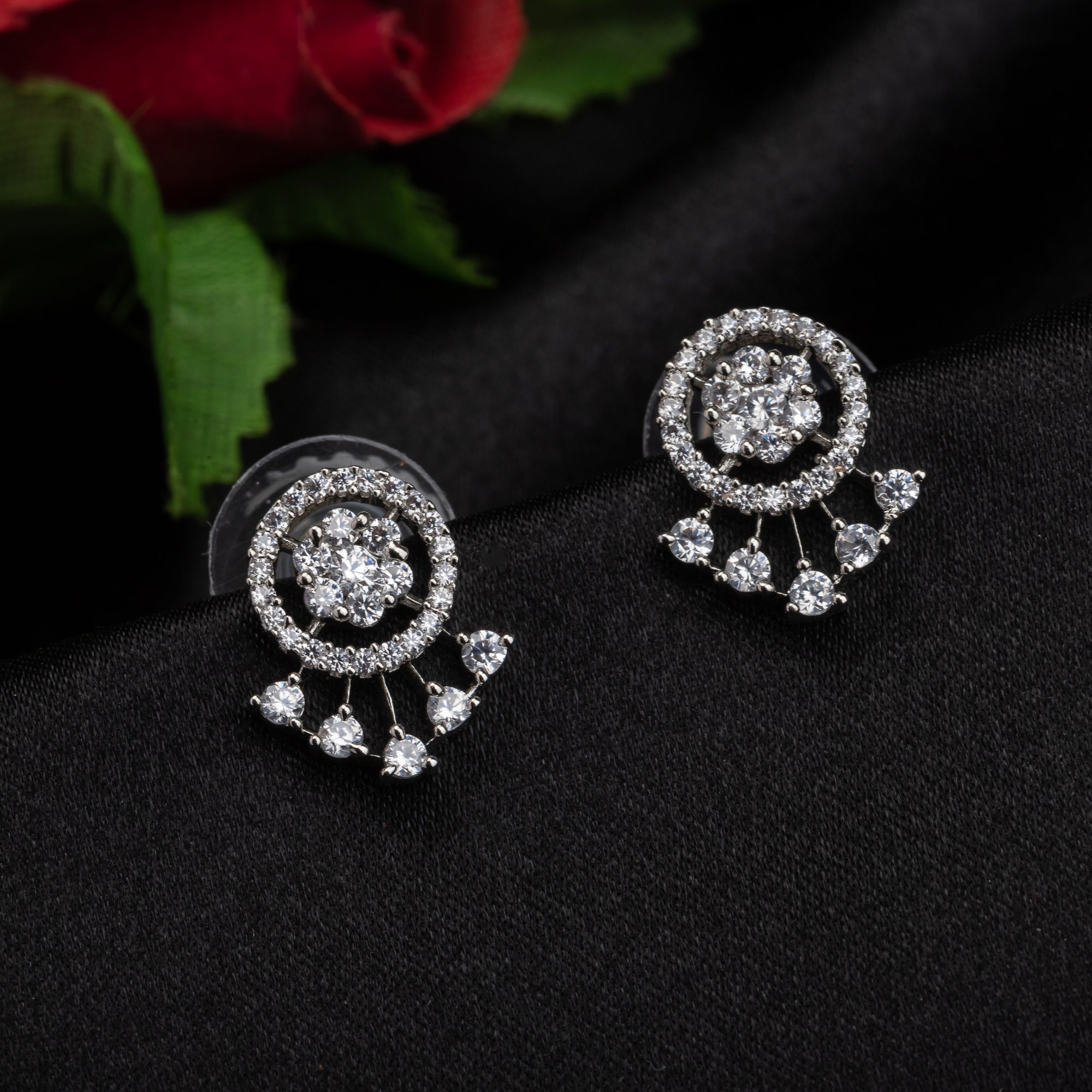 Sleek silver zircon studs offer a trendy and elegant style for daily wear.