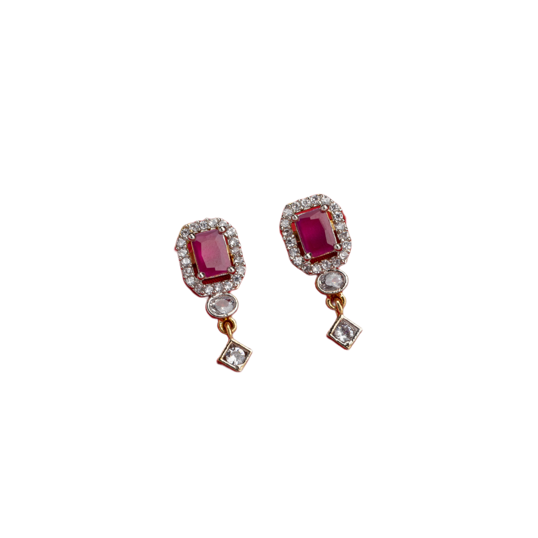 Elegant pink zircon stud earrings, perfect for daily wear and festive occasions