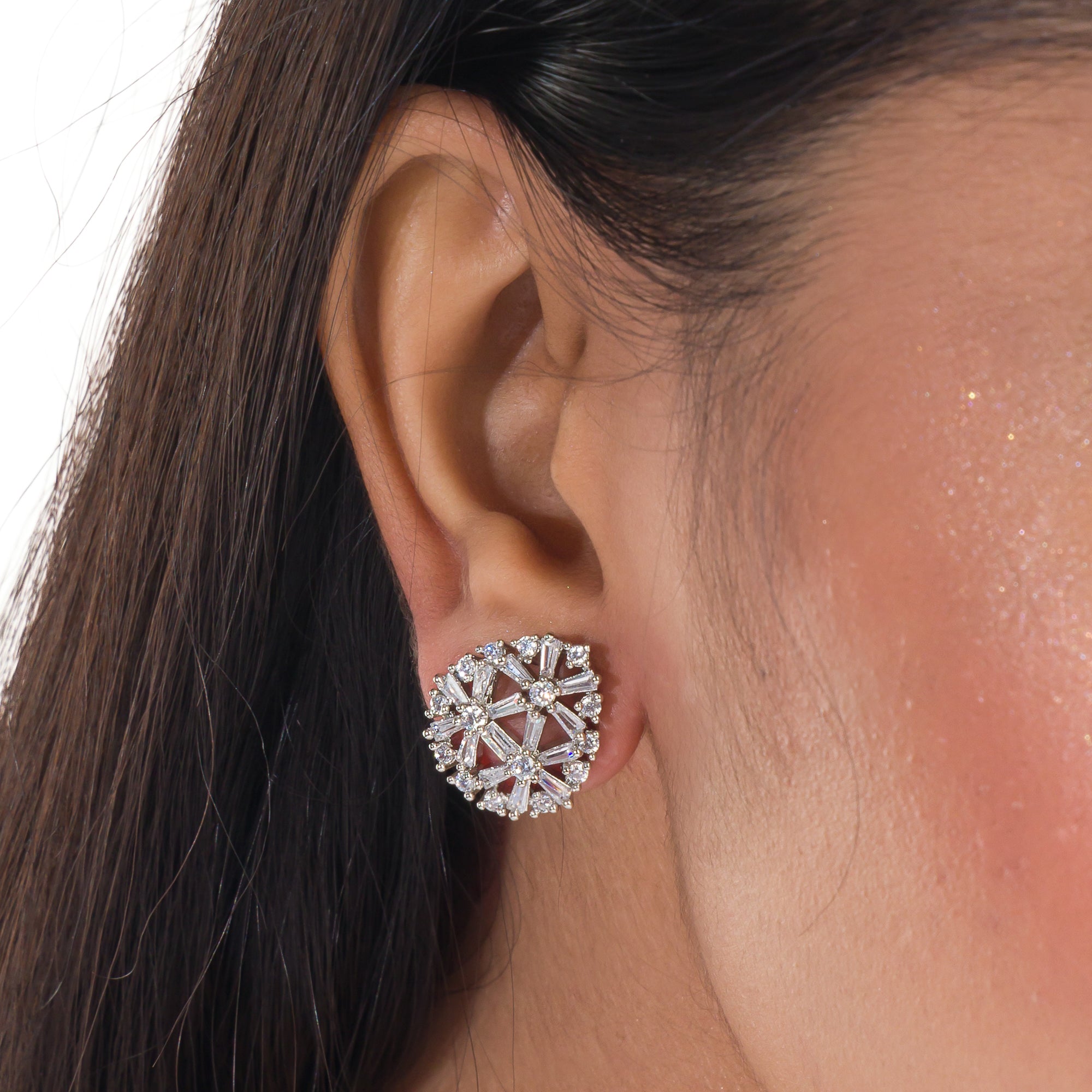 "Silver zircon studs add everyday elegance with subtle sparkle for casual wear."