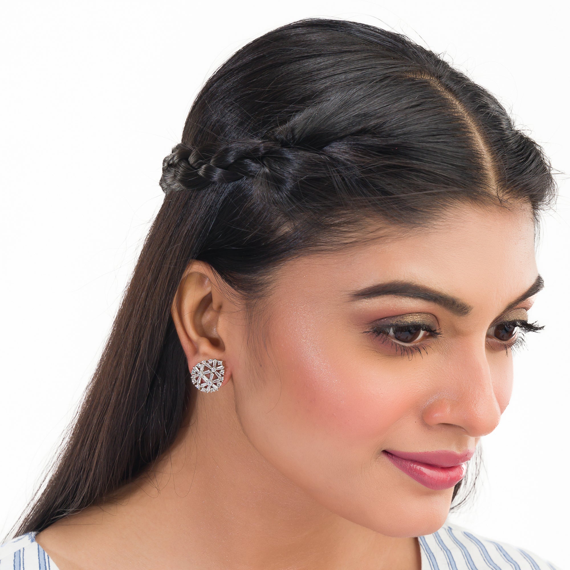 "Silver zircon studs add everyday elegance with subtle sparkle for casual wear."