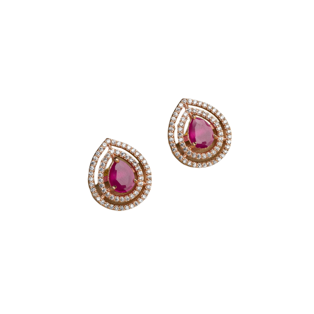 Pink zircon earrings offering vibrant elegance with a sparkling, romantic touch.