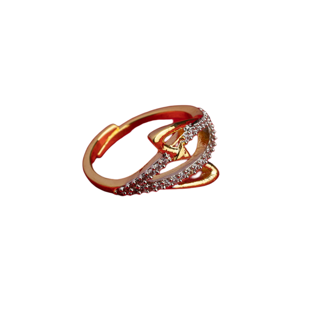 Gold-tone zircon finger ring offers a chic, elegant look with dazzling sparkle.