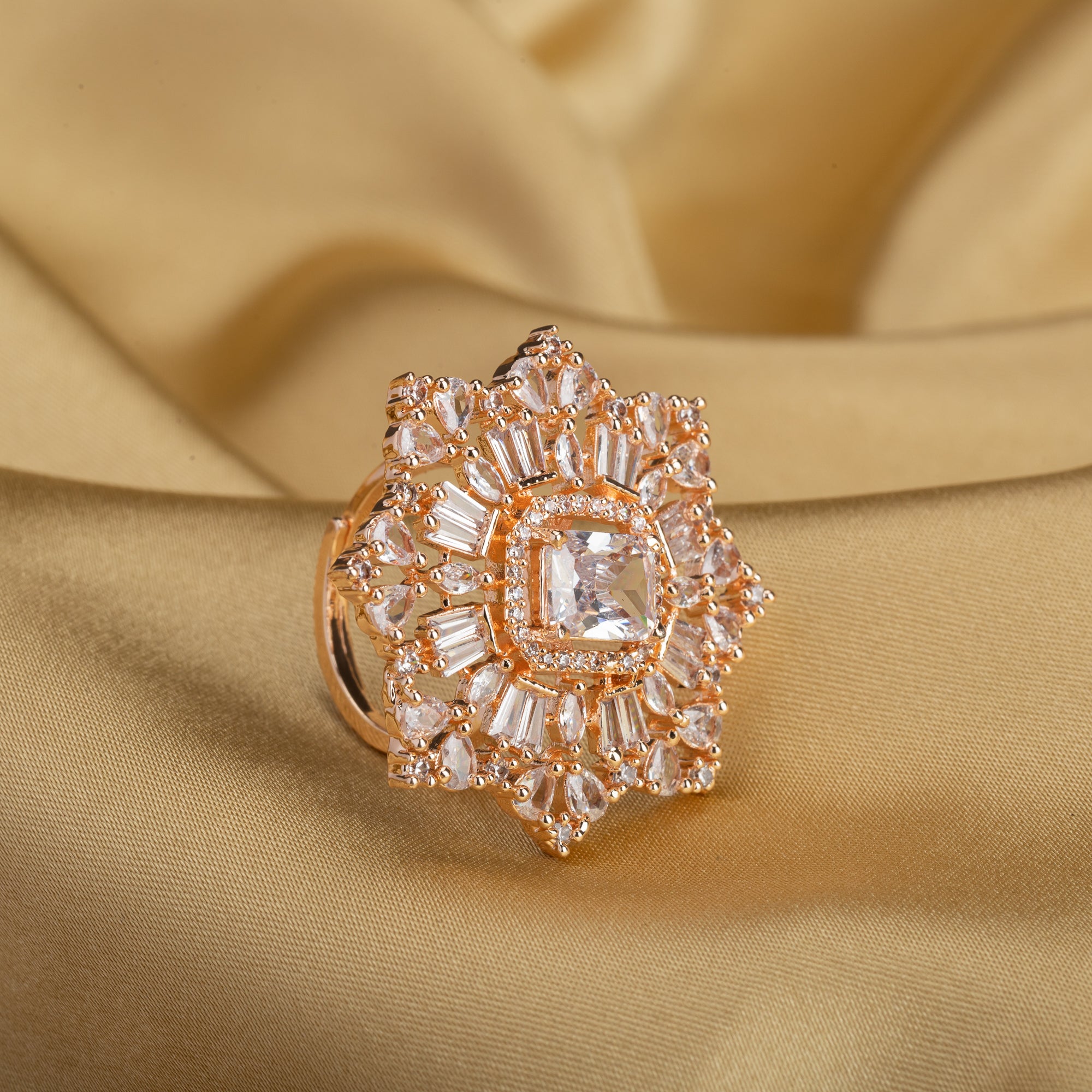 Stunning zircon finger ring in black stone combines bold elegance with timeless charm.