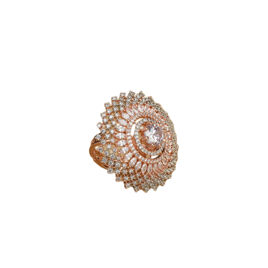 Rose gold zircon finger ring adds a warm and sophisticated sparkle, perfect for parties.