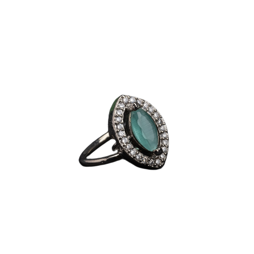 Zircon finger ring with turquoise stone adds a serene and chic sparkle for any occasion.