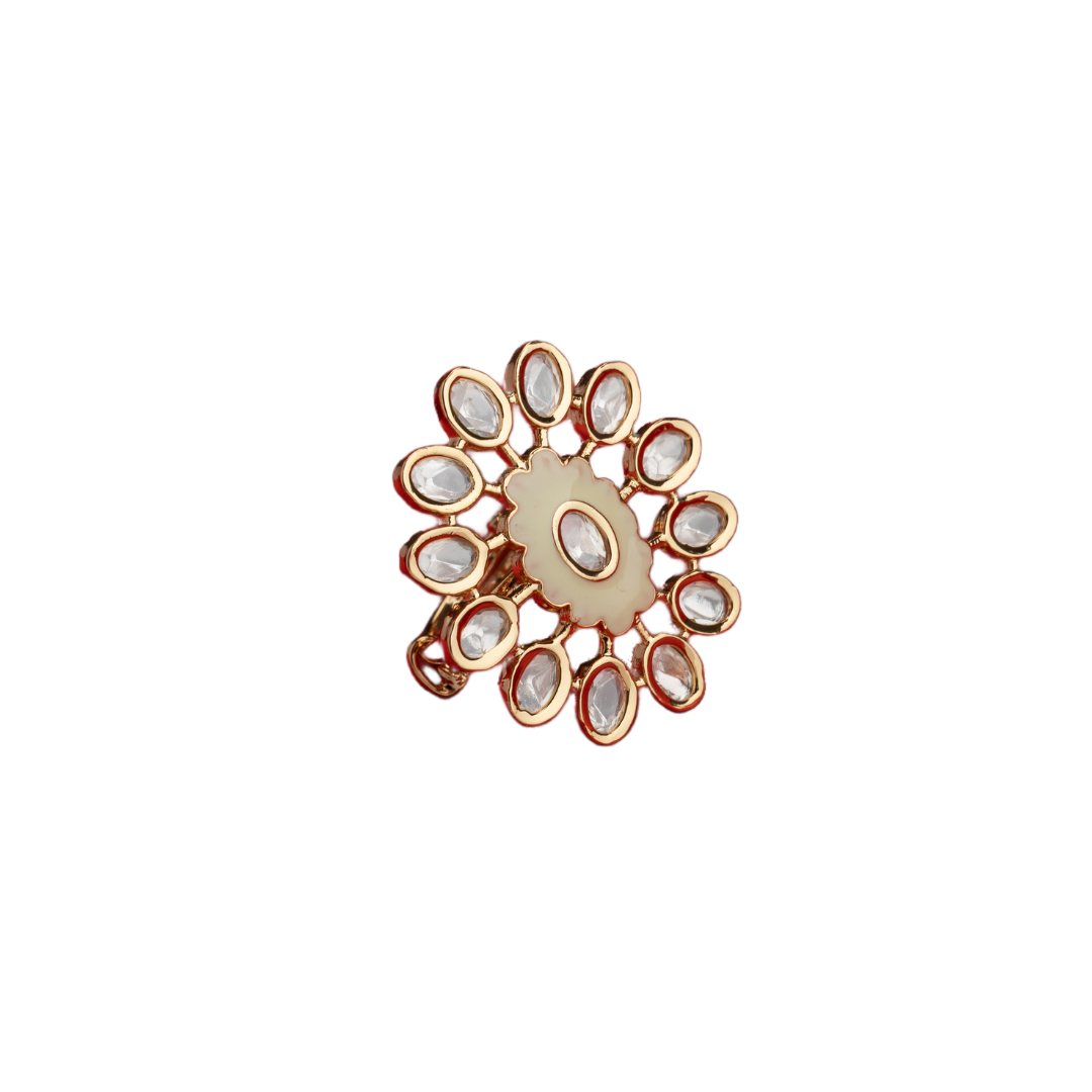 Golden zircon finger ring adds a touch of timeless elegance with its sparkling brilliance.