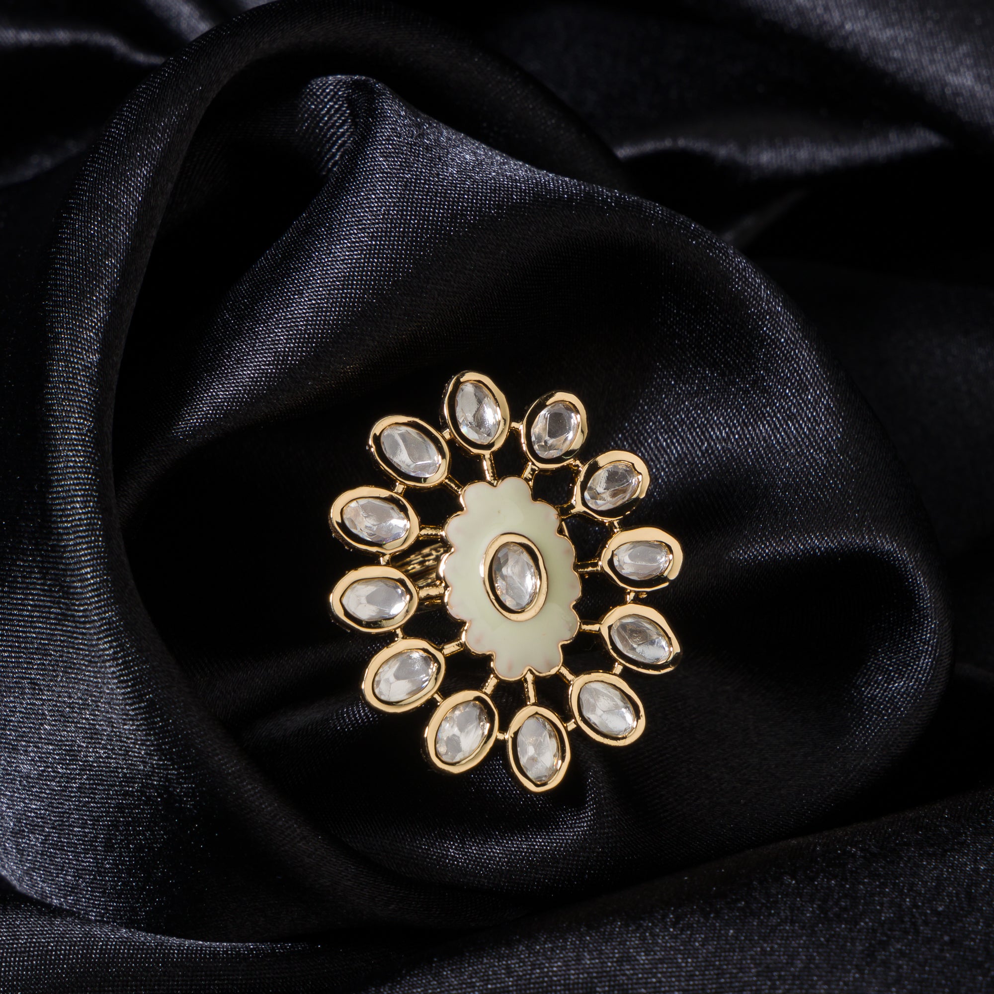 Golden zircon finger ring adds a touch of timeless elegance with its sparkling brilliance.