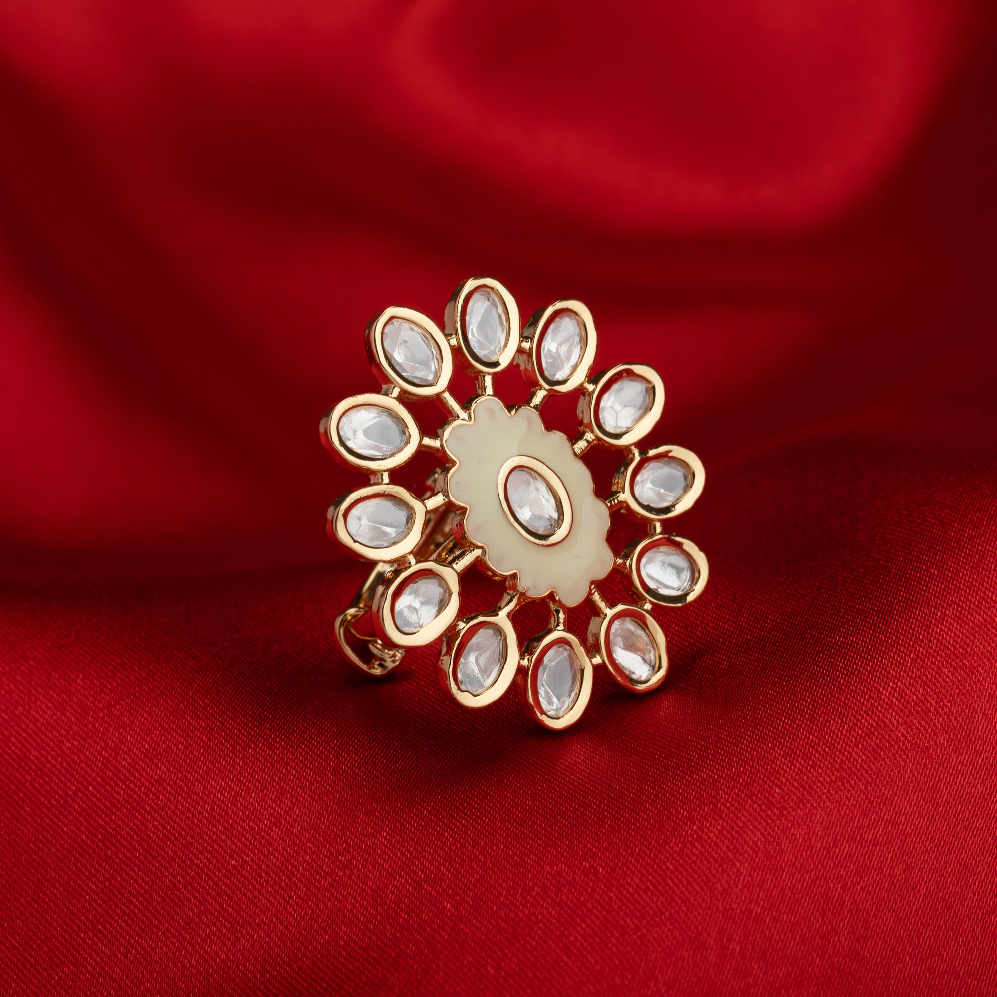 Golden zircon finger ring adds a touch of timeless elegance with its sparkling brilliance.