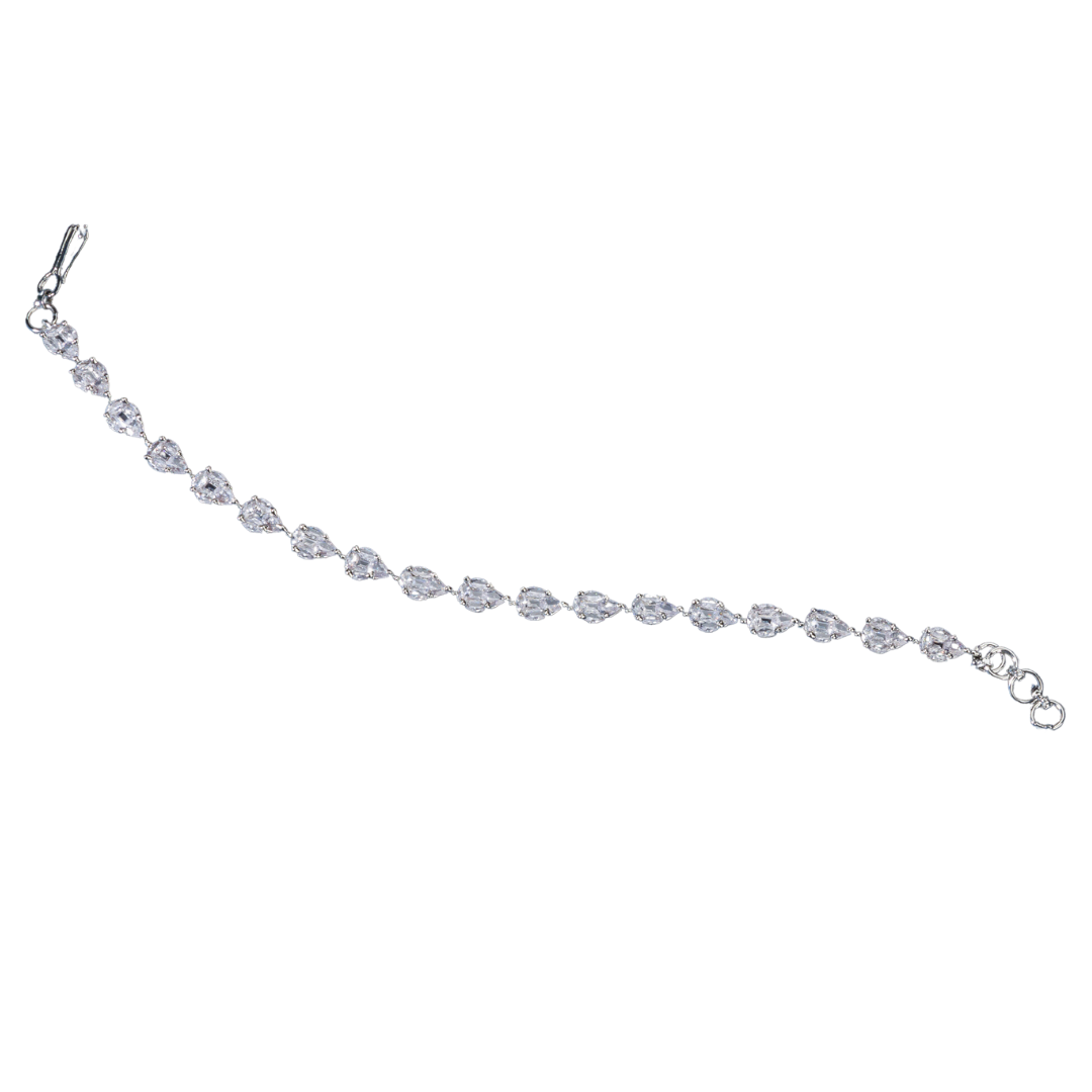 Silver zircon-studded chain bracelet, perfect for adding shimmer to your party wear.