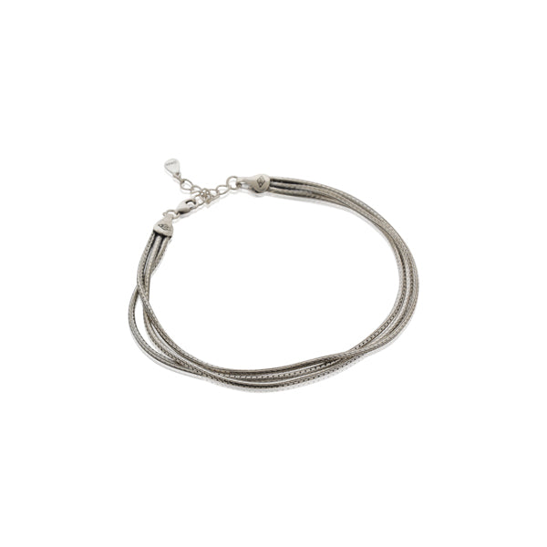 Elegant 3-layer 925 sterling silver bracelet, perfect for casual and formal occasions.