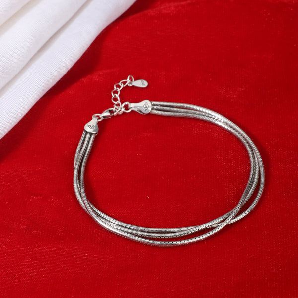 Elegant 3-layer 925 sterling silver bracelet, perfect for casual and formal occasions.