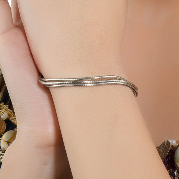 Elegant 3-layer 925 sterling silver bracelet, perfect for casual and formal occasions.