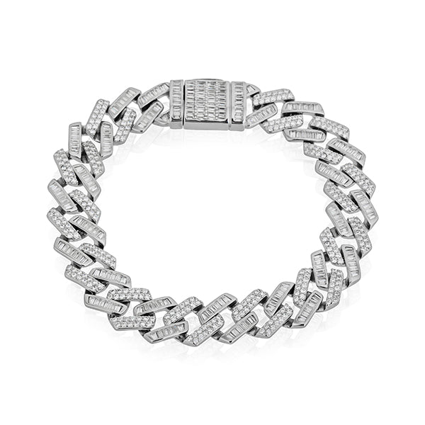 Unisex 925 silver bracelet with dazzling zircon studs for versatile and stylish wristwear.