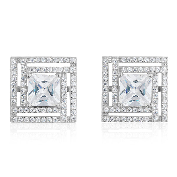 925 silver pendant set with zircon-studded earrings, adding sophisticated sparkle.