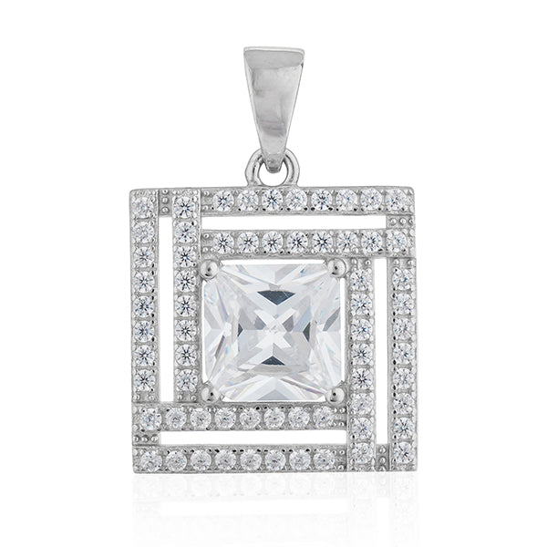 925 silver pendant set with zircon-studded earrings, adding sophisticated sparkle.