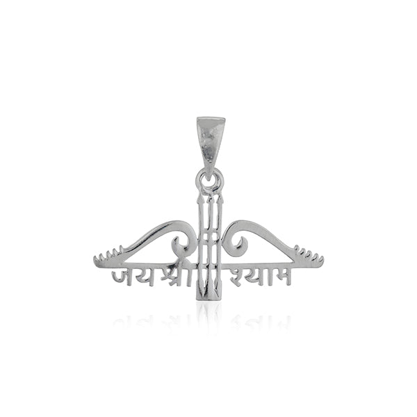 "925 silver pendant inscribed with 'Jai Shree Shyam,' symbolizing faith and devotion to Lord Shyam."