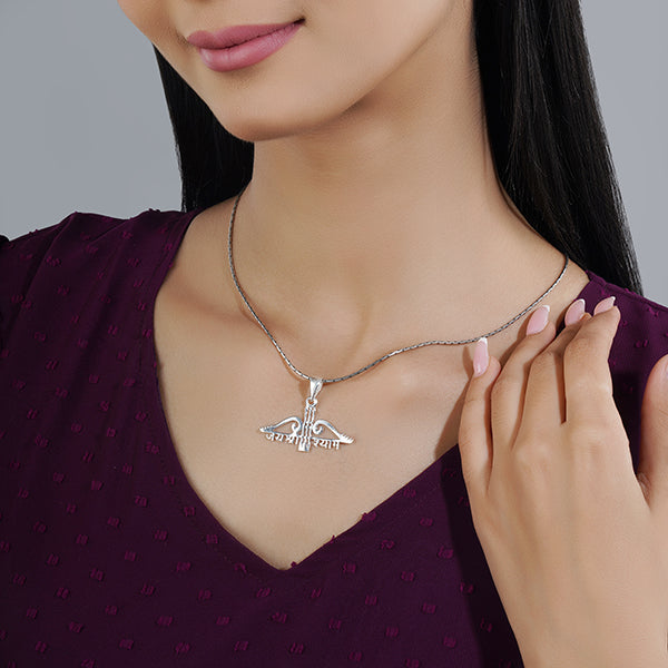 "925 silver pendant inscribed with 'Jai Shree Shyam,' symbolizing faith and devotion to Lord Shyam."